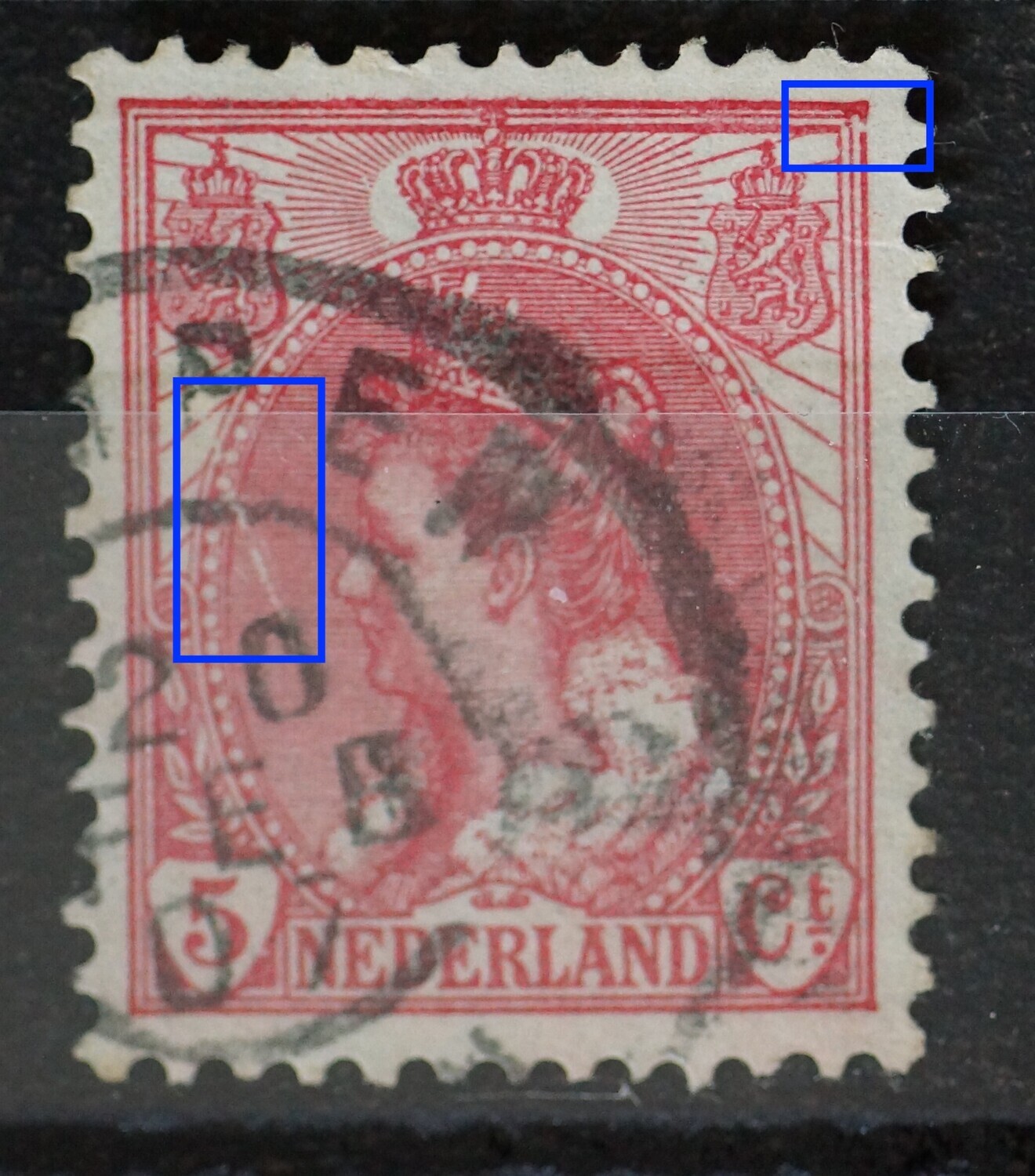NVPH 60 - o.a. grote witte kras voor het gezicht