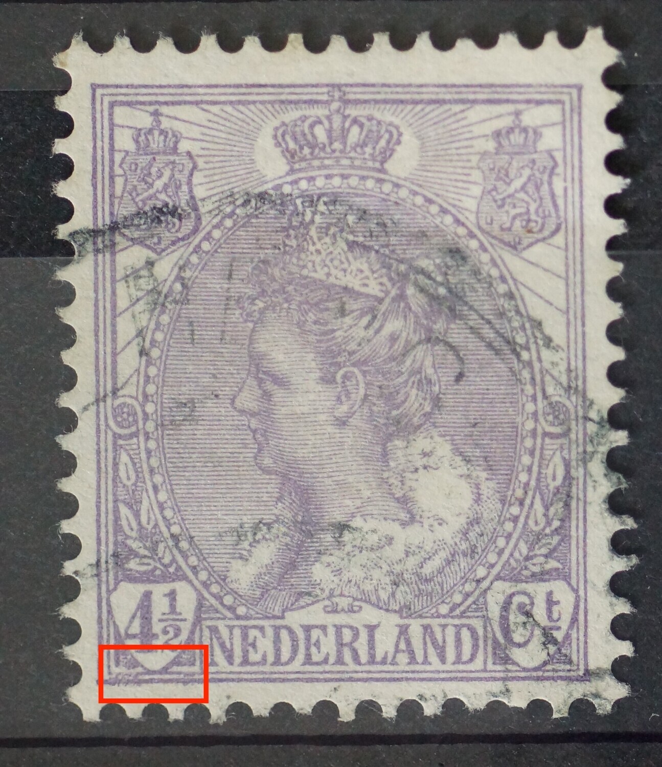 NVPH 59 - violette vlekken onder het cijfer NVPH 59 - violette vlekken onder het cijfer