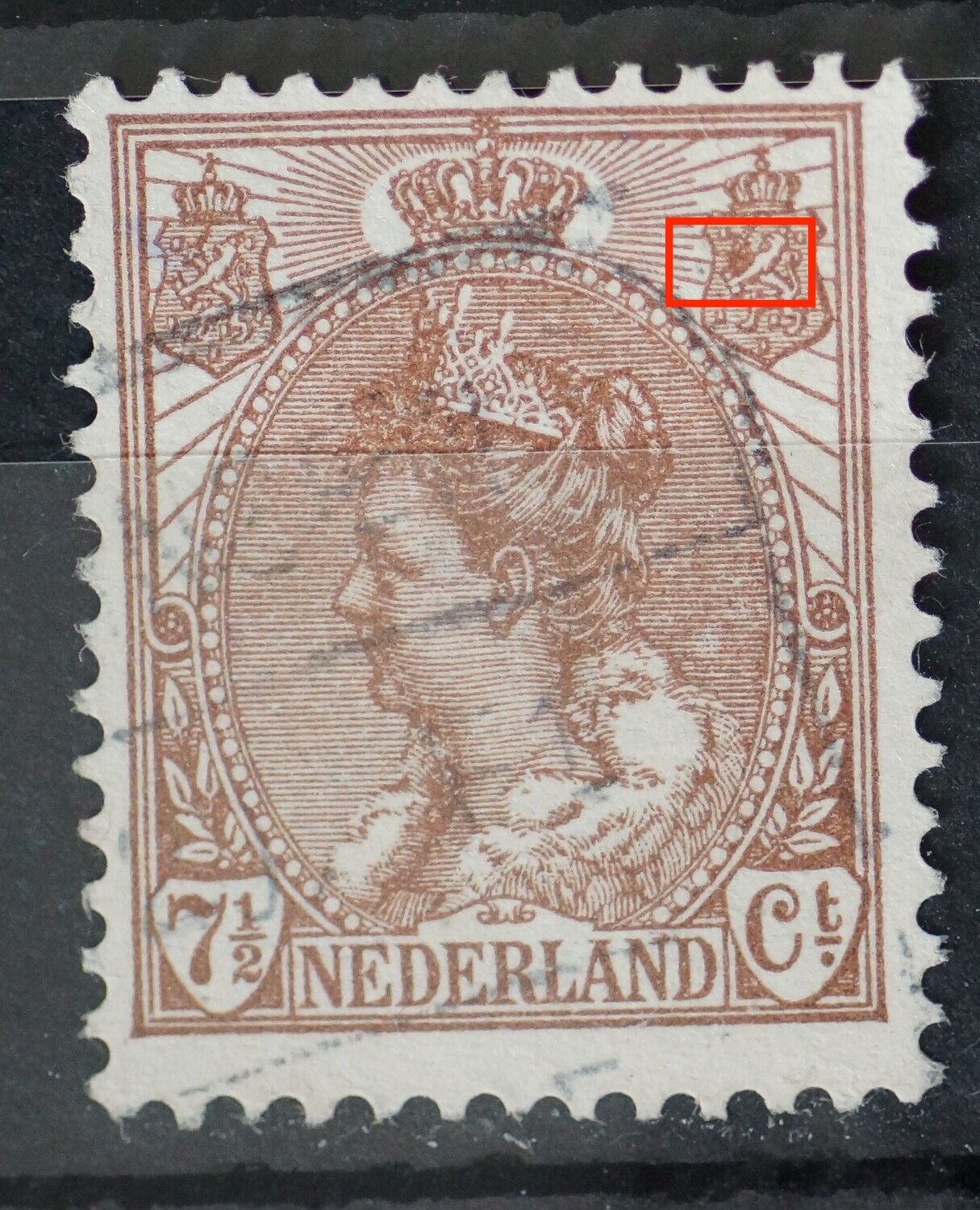 NVPH 61 - bruine vlek in rechter wapenschild