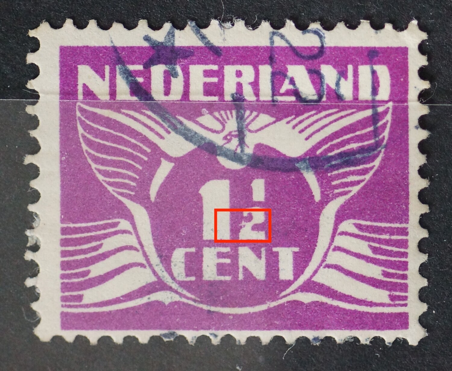 NVPH 171 - wit kruisje voor de 2 NVPH 171 - wit kruisje voor de 2