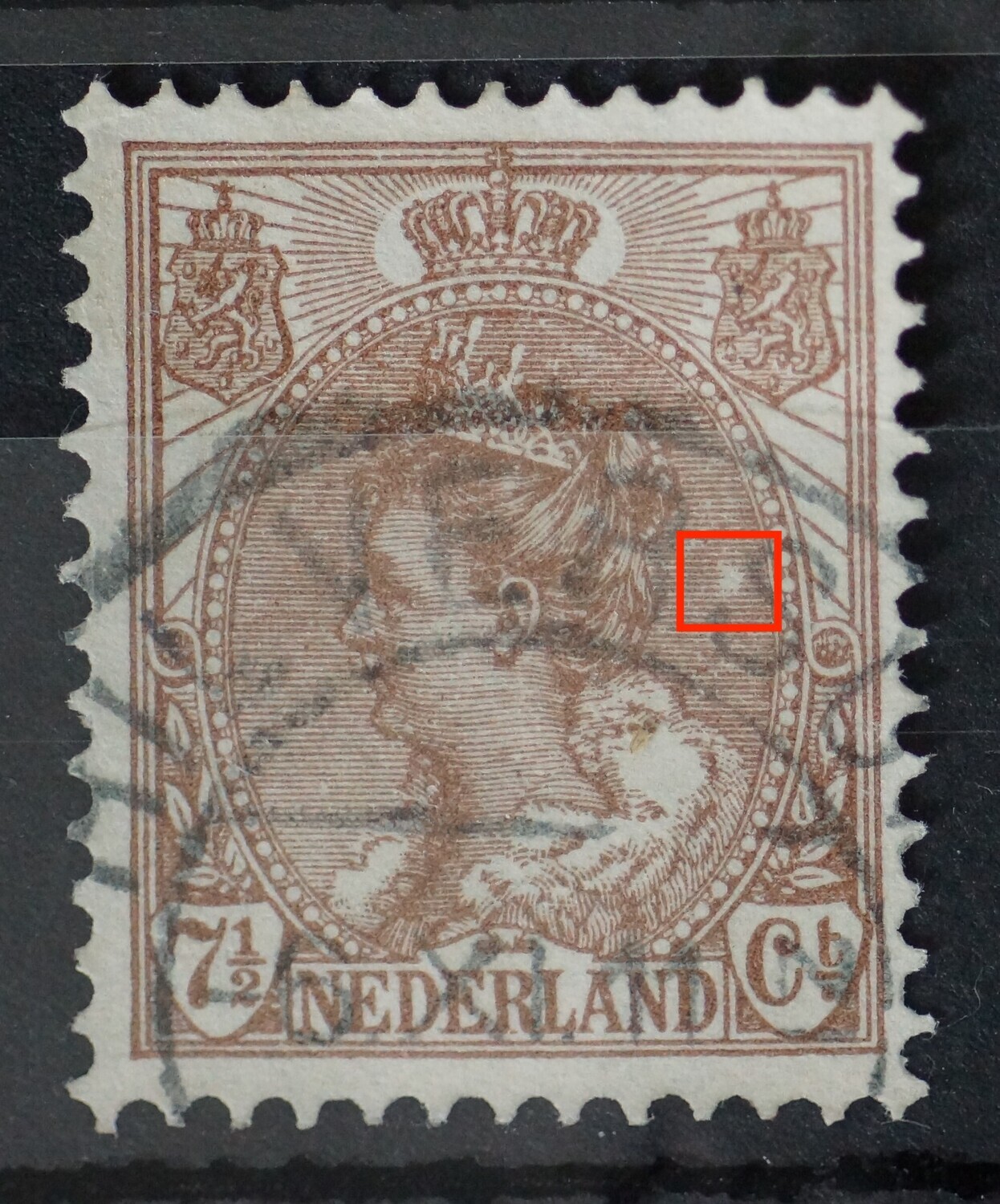 NVPH 61 - witte vlek in arcering rechts