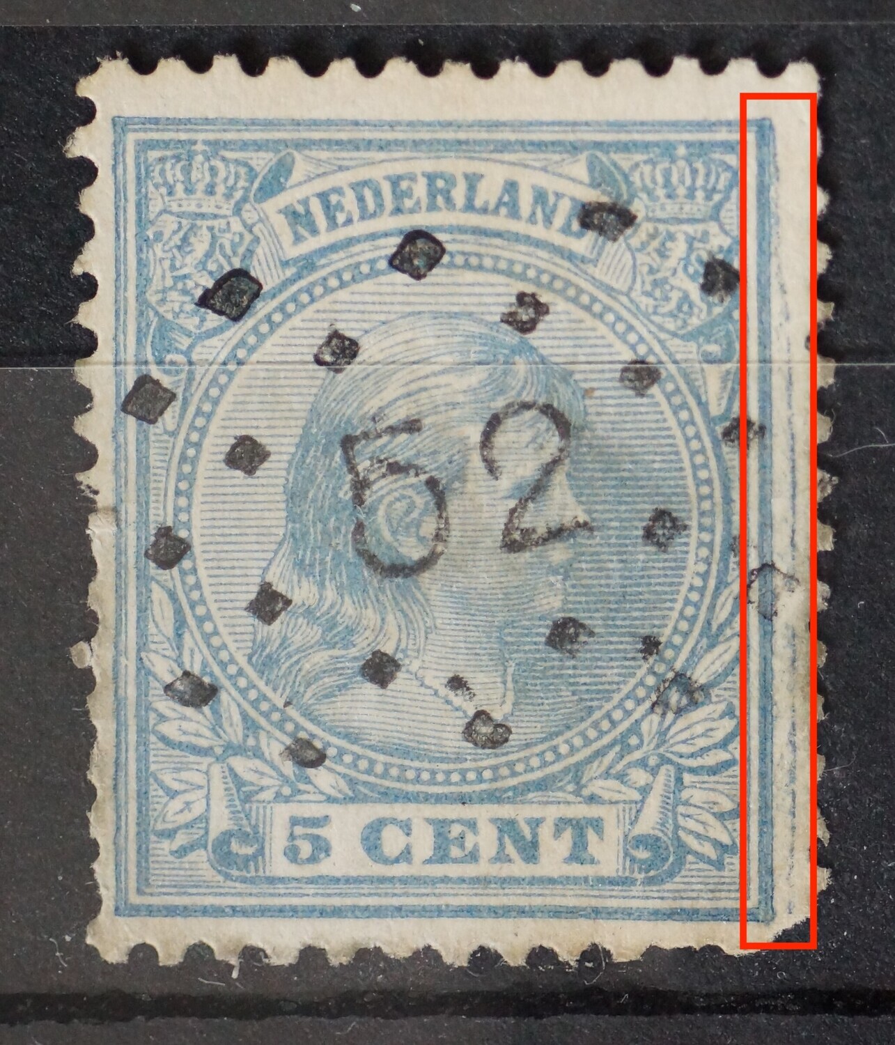 NVPH 35 - extra verticale blauwe lijn rechts
