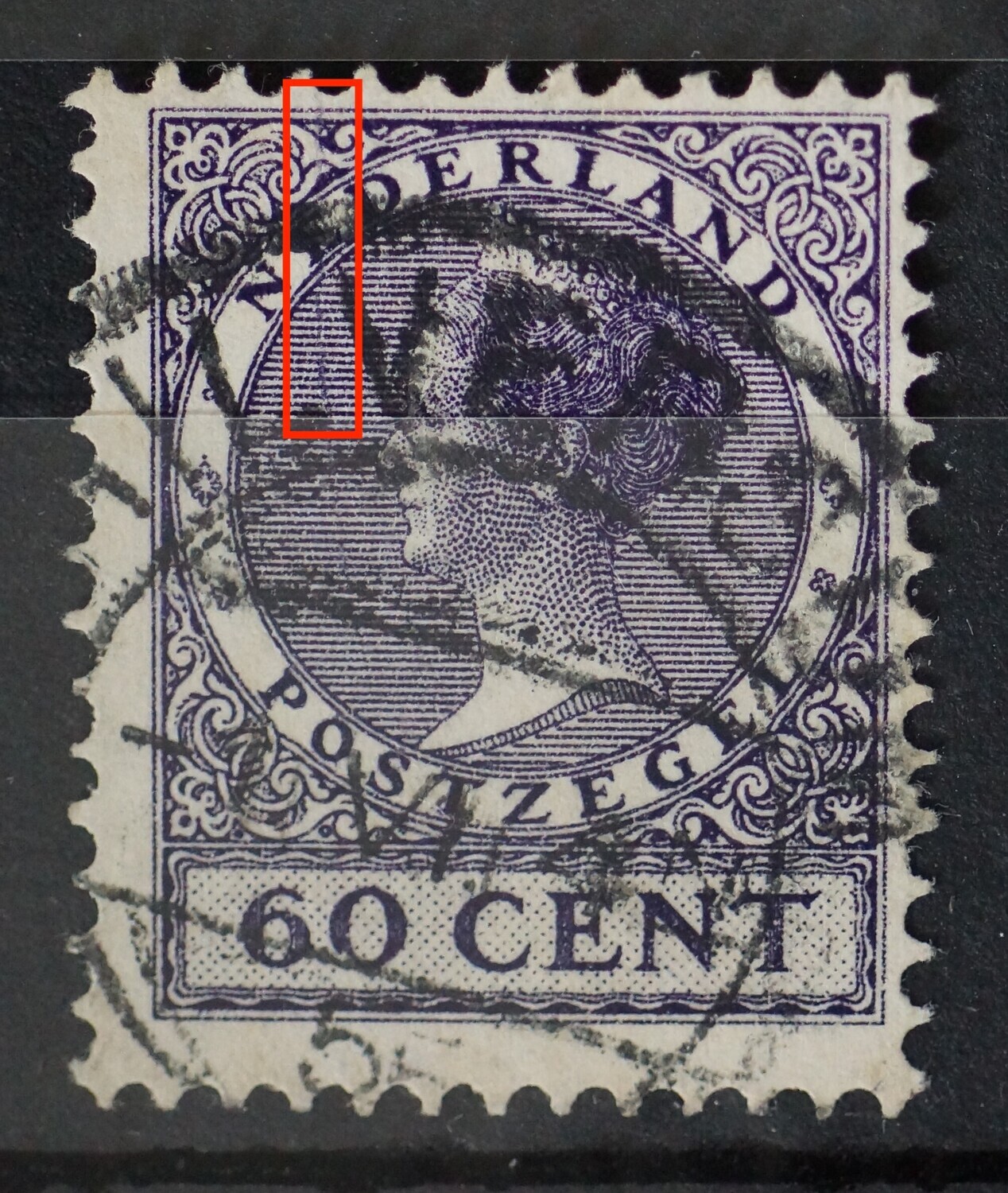 NVPH 162 - verticale violette streep linksboven