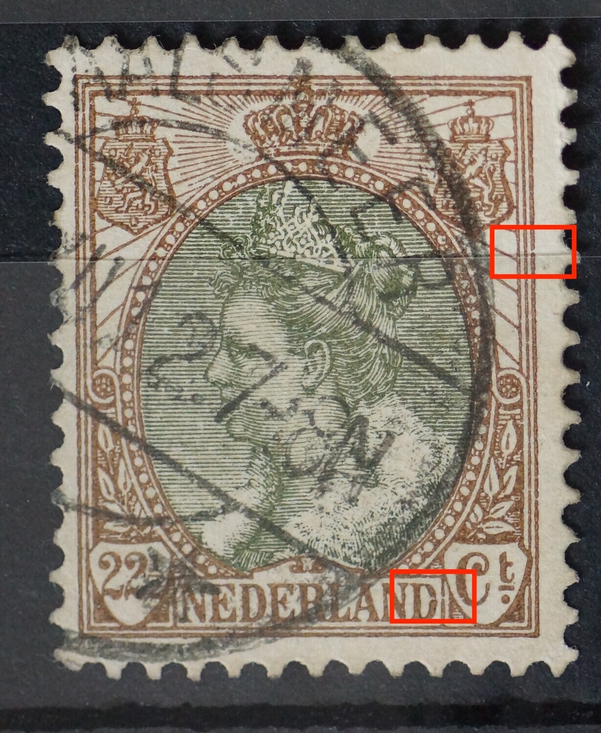 NVPH 70 - o.a. breuk in kaderlijn rechts NVPH 70 - o.a. breuk in kaderlijn rechts