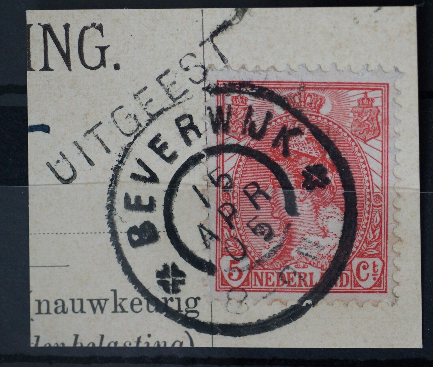 Beverwijk op NVPH 60, tevens kantoornaamstempel Uitgeest