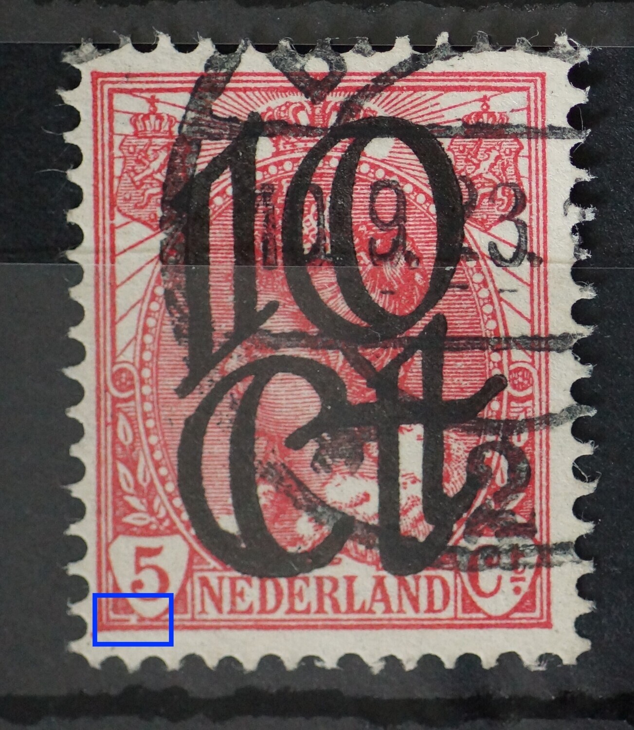 NVPH 117 - breuk in kaderlijn onder de 5