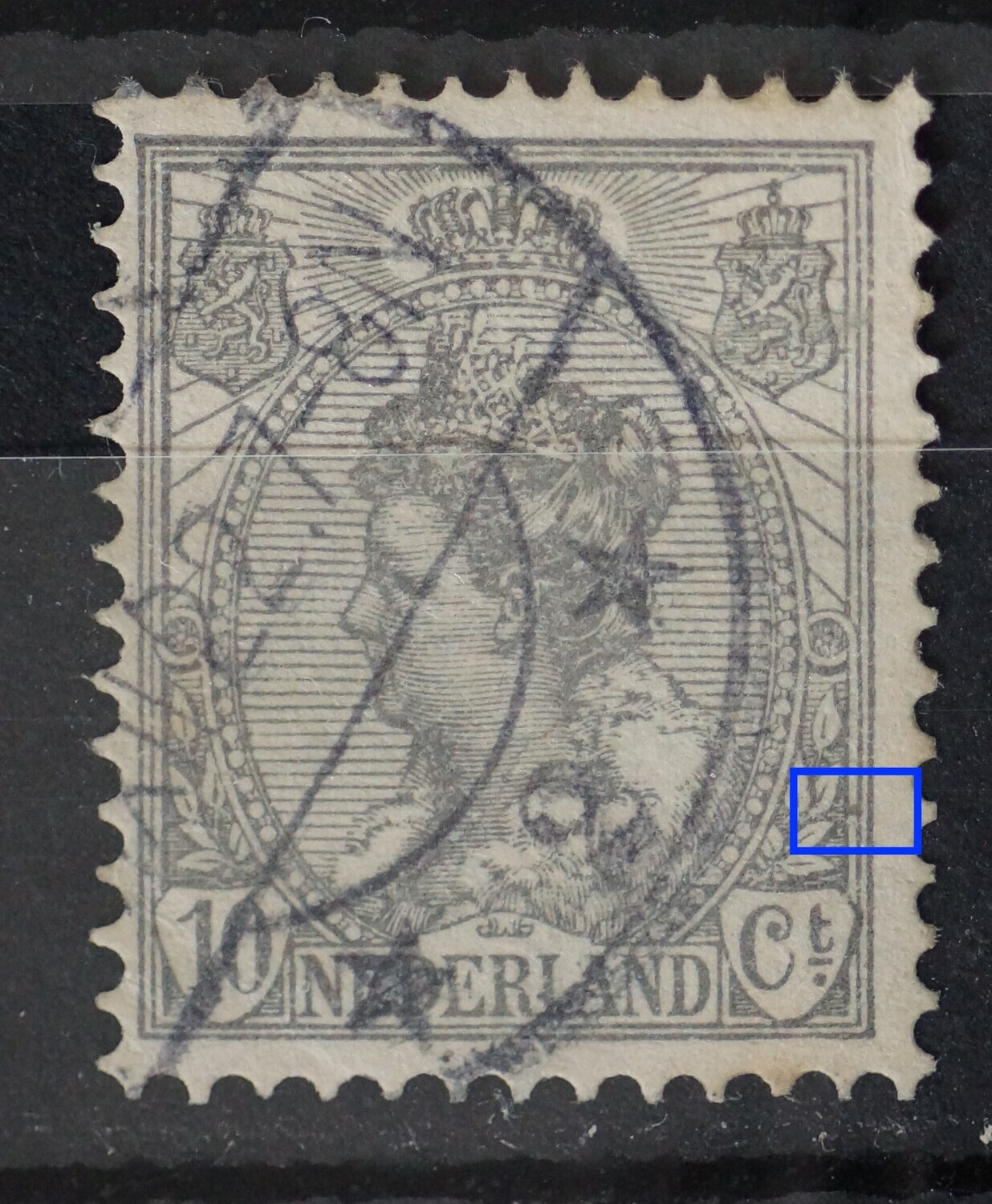 NVPH 81 - grijze vlek tussen kaderlijnen rechts