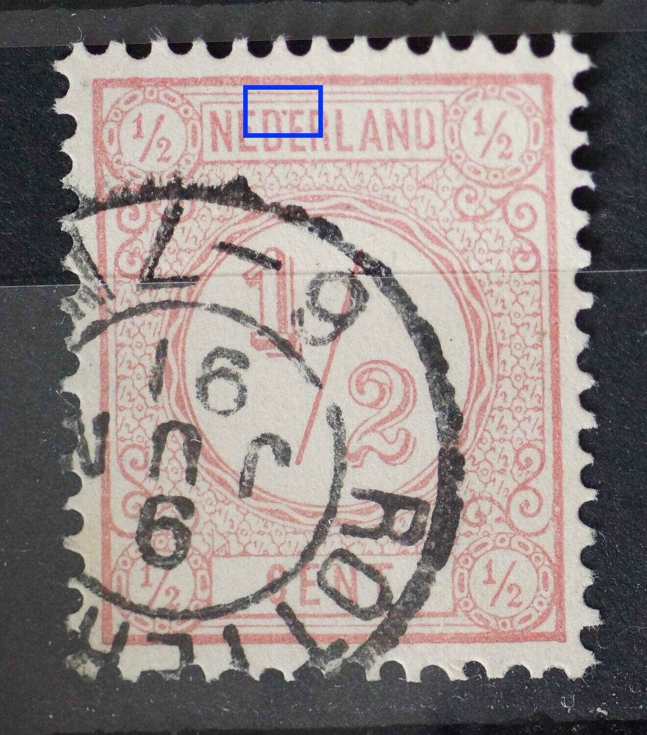 NVPH 30 - rode punt tussen DE van NEDERLAND