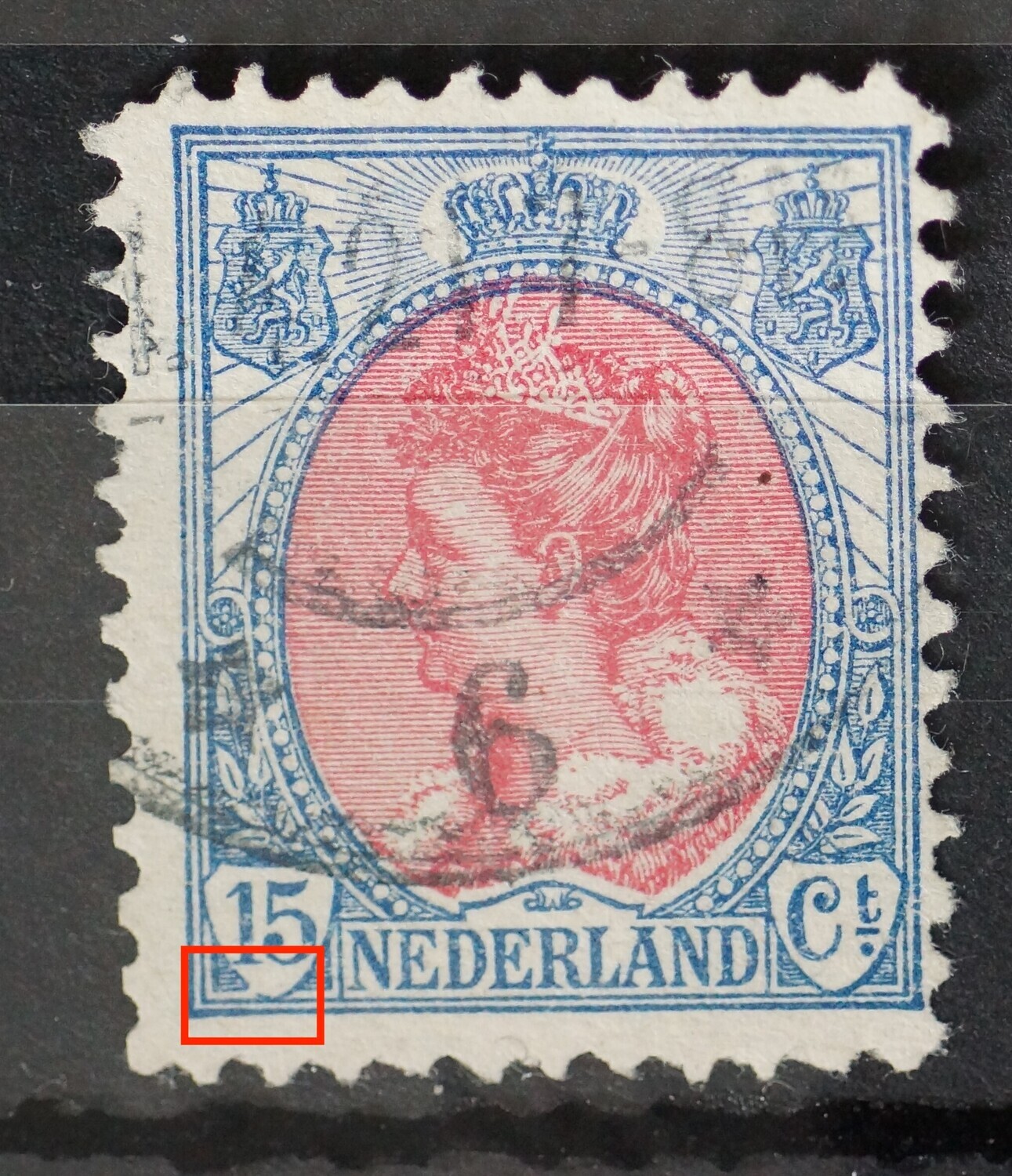 NVPH 65 - breuk in onderzijde schild rondom 15