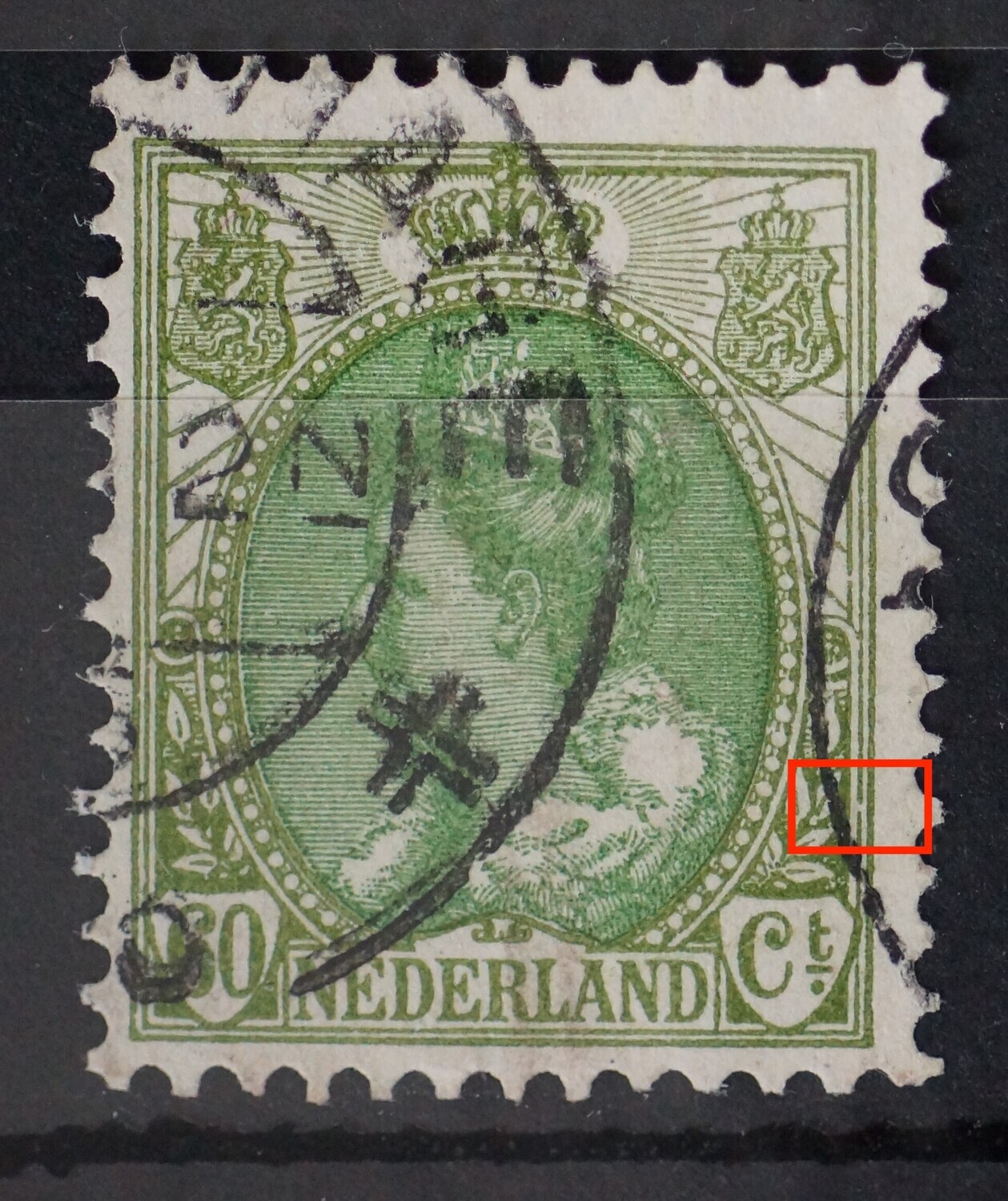 NVPH 76 - breuk in kaderlijn rechts