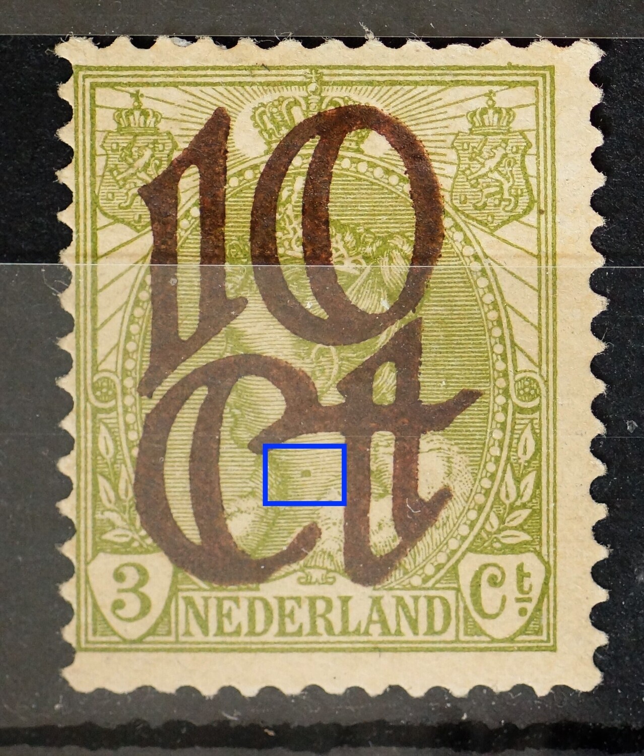 NVPH 116 - groene vlek op de wang
