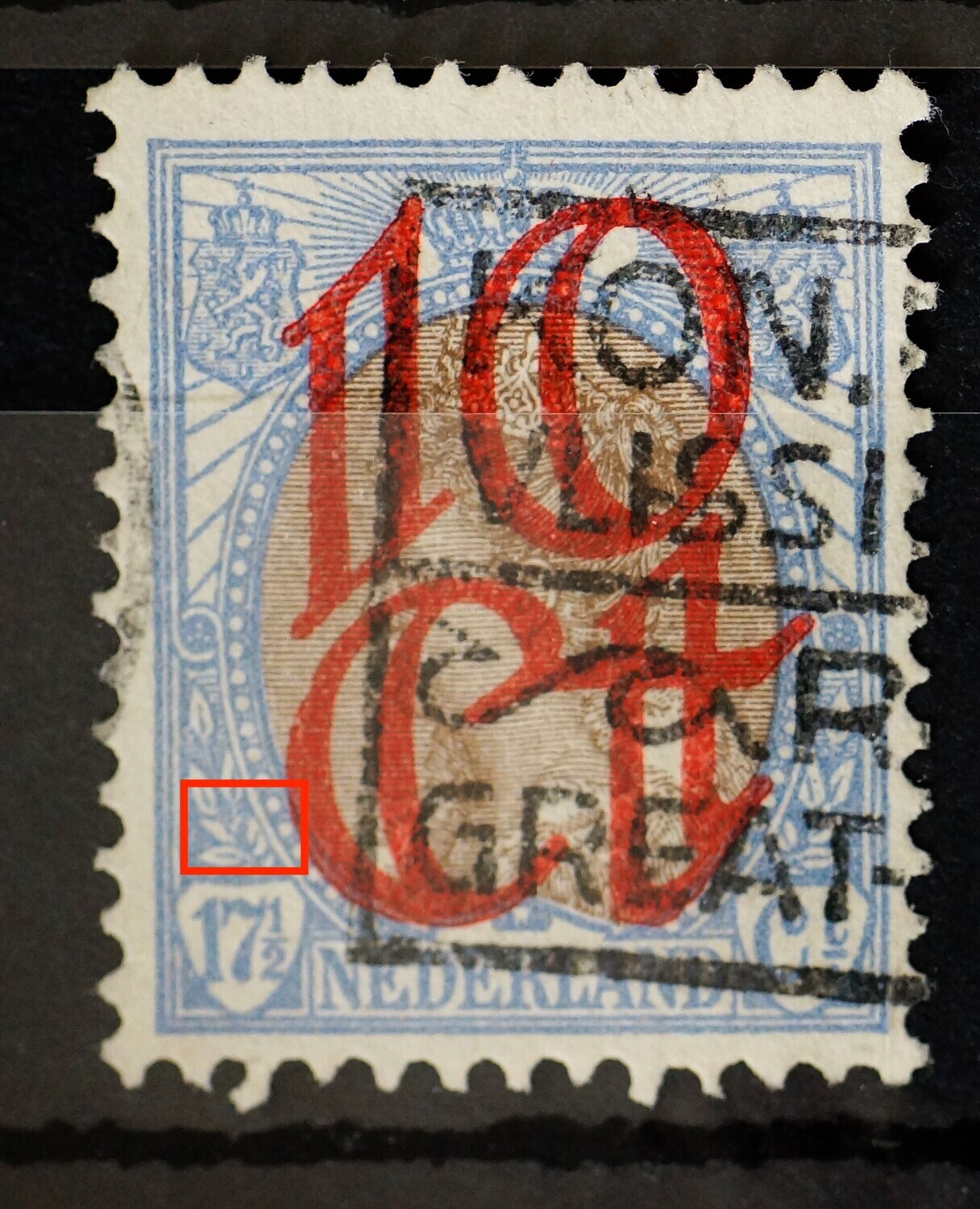 NVPH 119 - blauwe vlek in bladeren links NVPH 119 - blauwe vlek in bladeren links