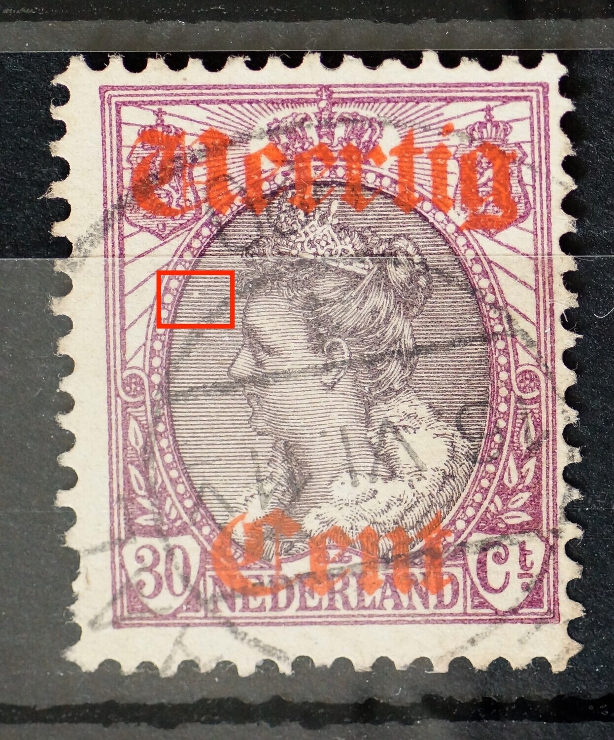NVPH 102 - breuk in arcering links