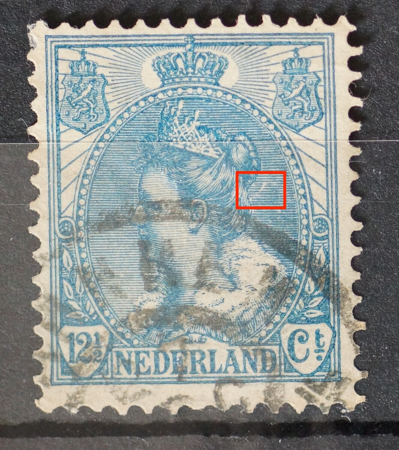 NVPH 63 - witte kras achter het hoofd