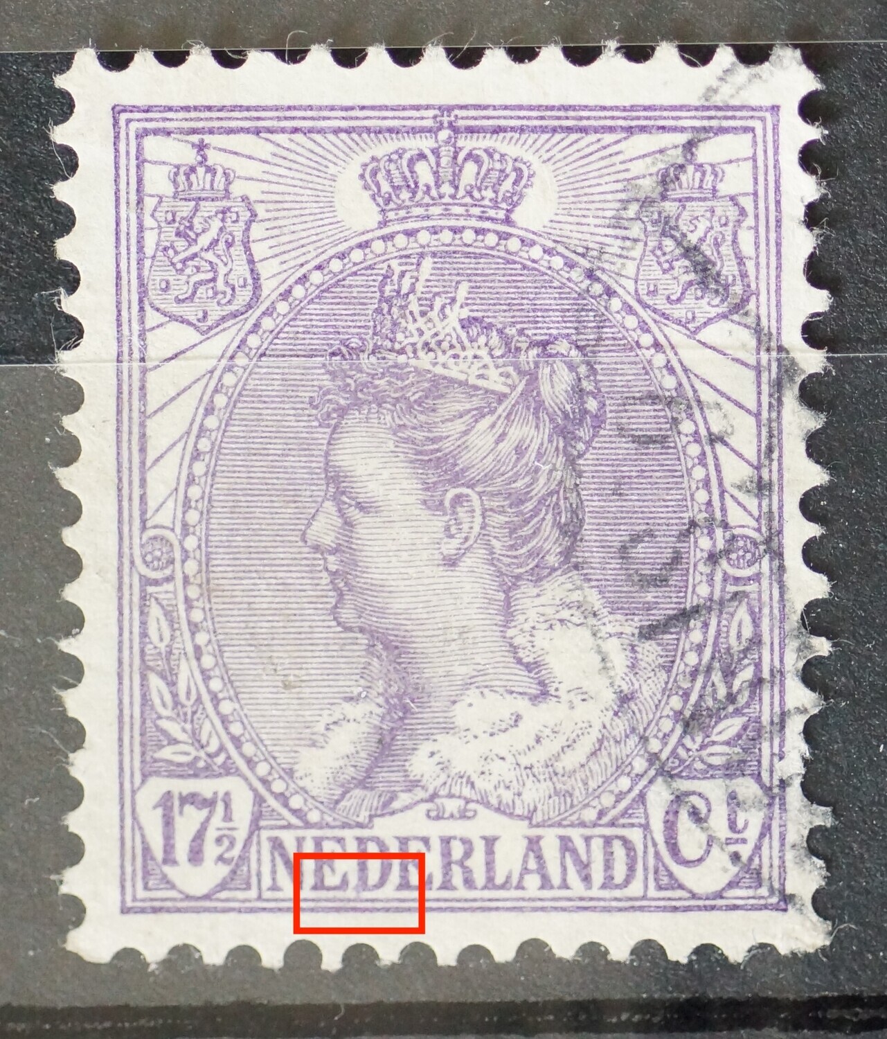 NVPH 66 - violet streepje onderaan de 1e D van NEDERLAND