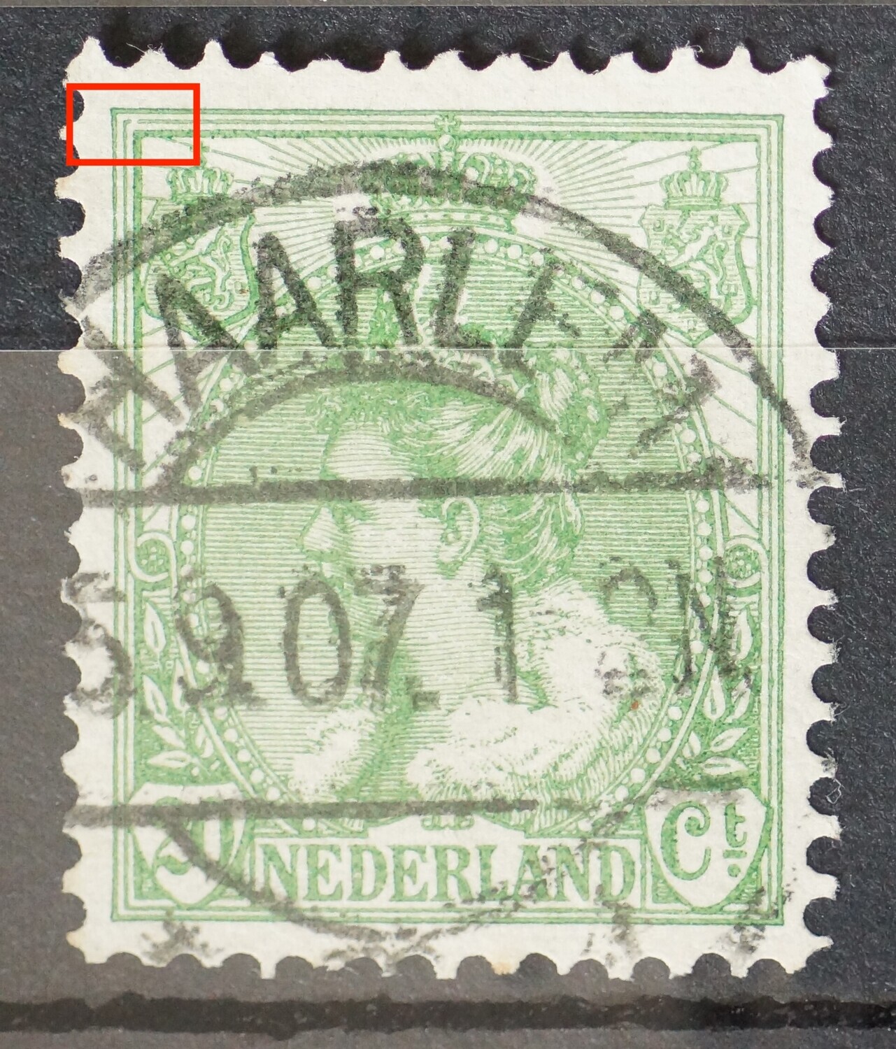 NVPH 68 - breuk in kaderlijn boven, links