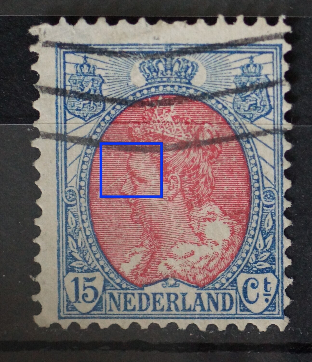 NVPH 65 - dunne diagonale kras in het gezicht NVPH 65 - dunne diagonale kras in het gezicht