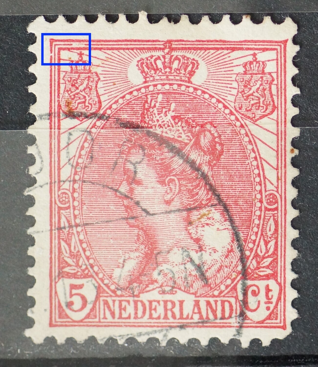 NVPH 60 - o.a. breuk in kaderlijn boven en links