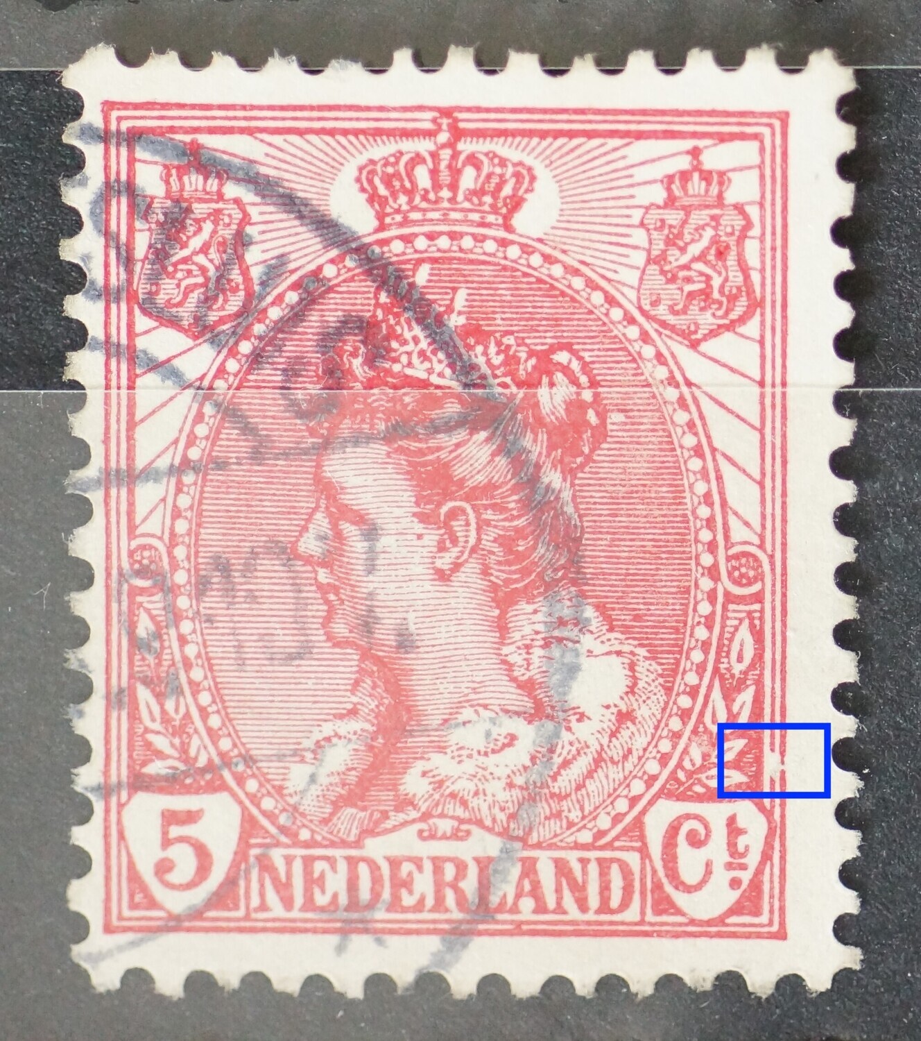 NVPH 60 -  breuk in kaderlijn rechts, onder