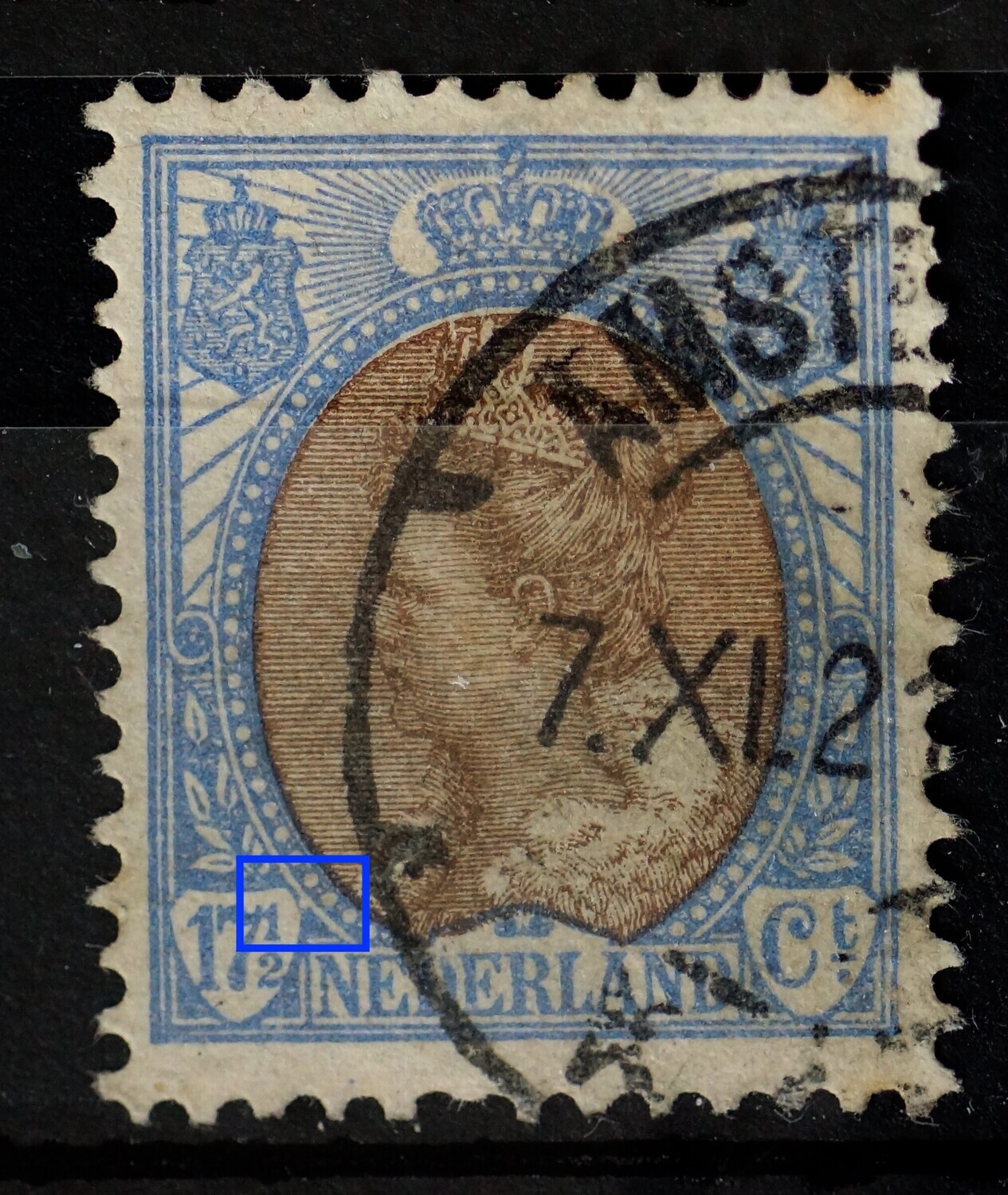NVPH 67 - witte vlek rechts van 17 1/2