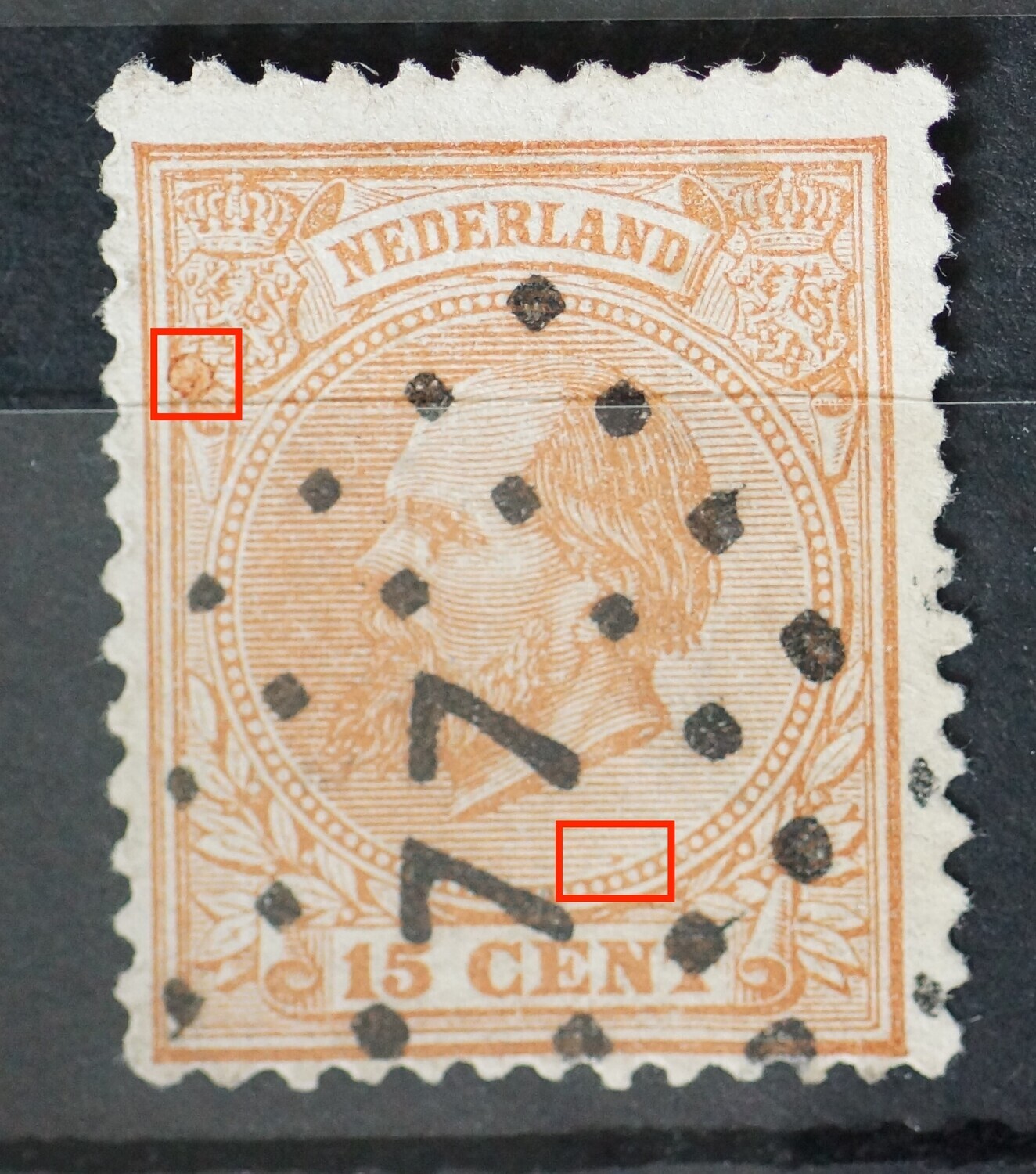 NVPH 23 - o.a. grote watervlek bij linker wapenschild