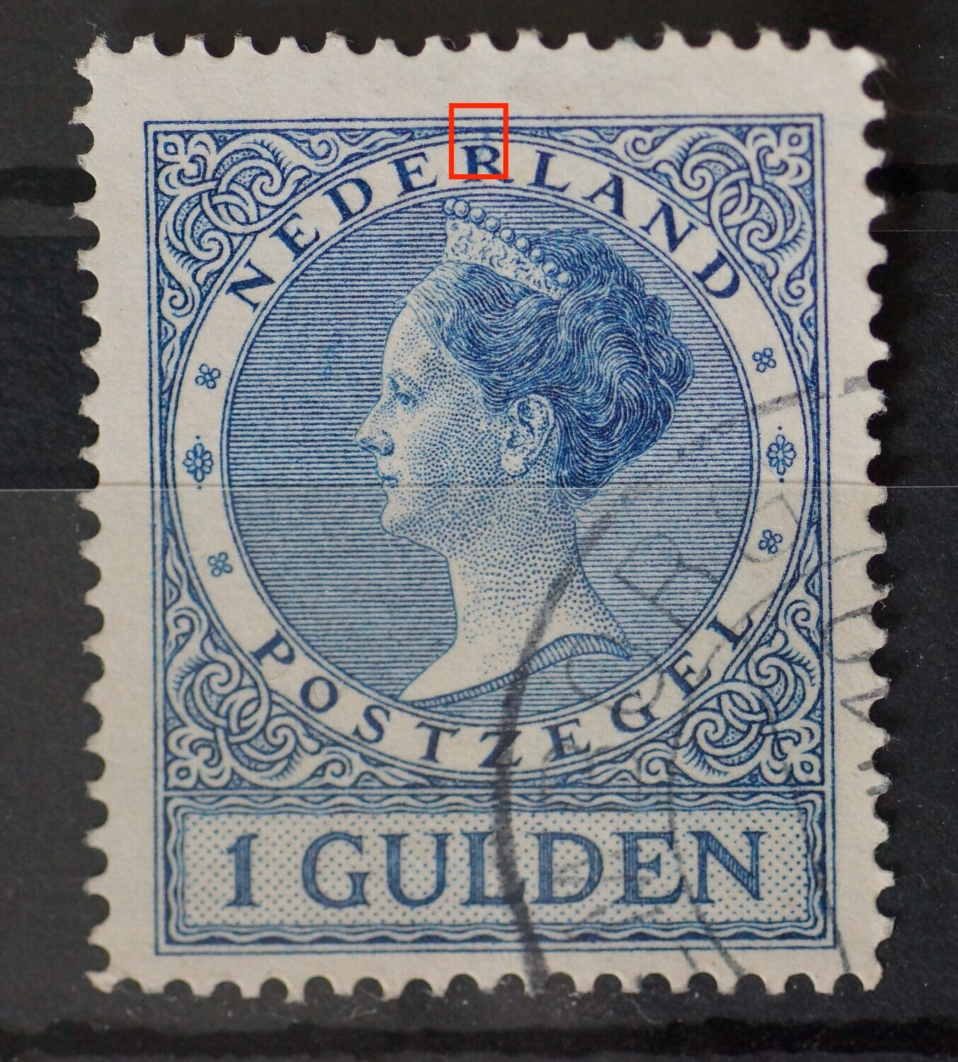 NVPH 163 - blauwe kras in de R van NEDERLAND