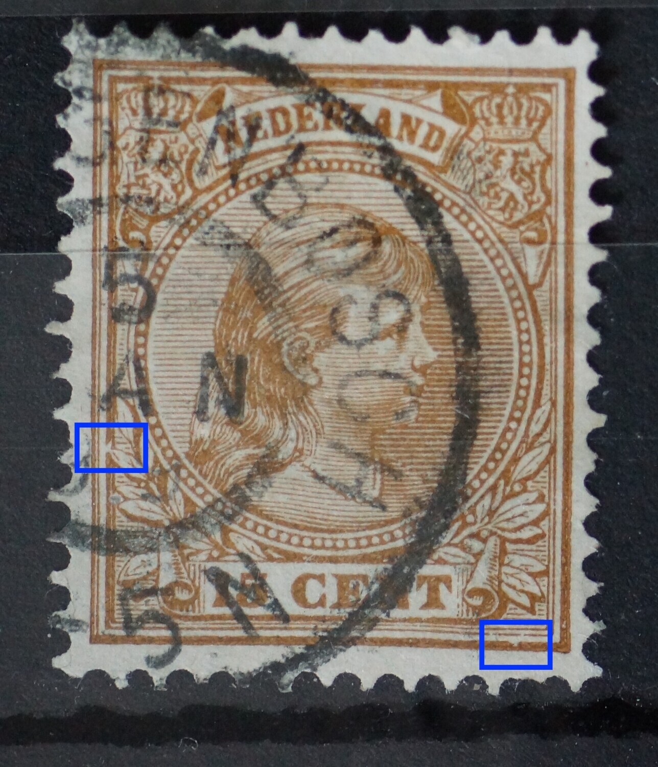 NVPH 39 - witte vlek / breuk in kaderlijn links NVPH 39 - witte vlek / breuk in kaderlijn links