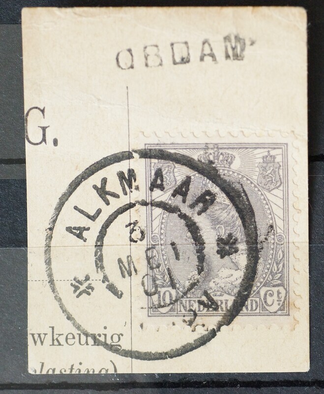 Alkmaar op NVPH 62 tevens kantoornaamstempel Obdam Alkmaar op NVPH 62 tevens kantoornaamstempel Obdam
