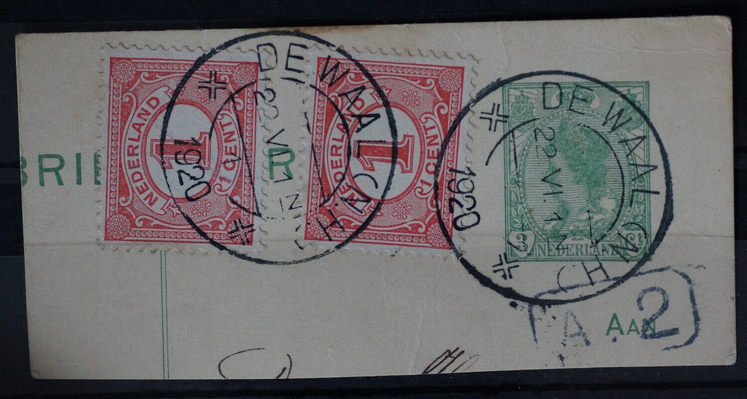 De Waal (N.H.) 1 op NVPH 51 (2x), fragment briefkaart