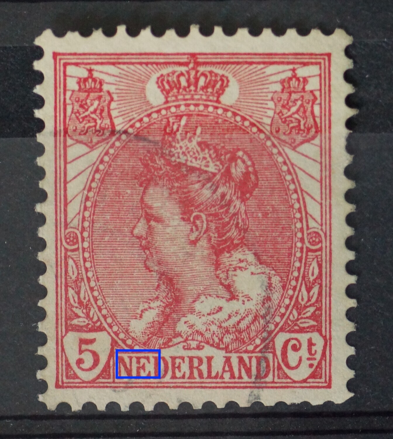 NVPH 60 - breuk in de 1e E van NEDERLAND NVPH 60 - breuk in de 1e E van NEDERLAND