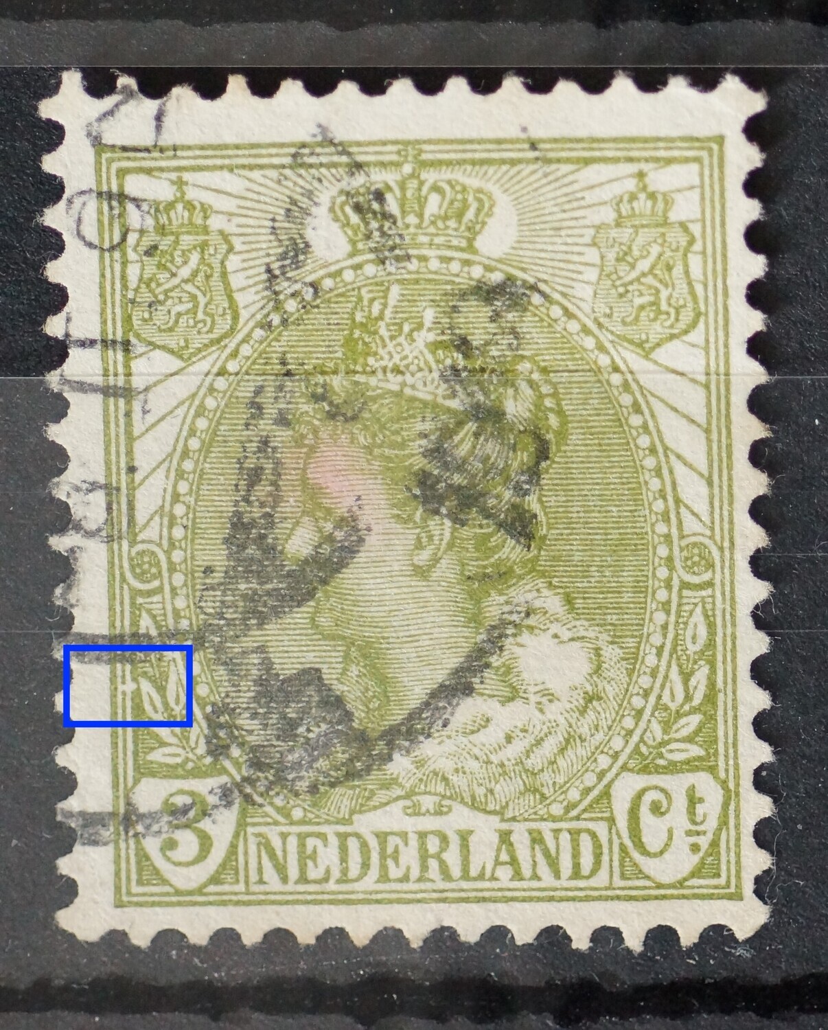 NVPH 57 - breuk in kaderlijnen links