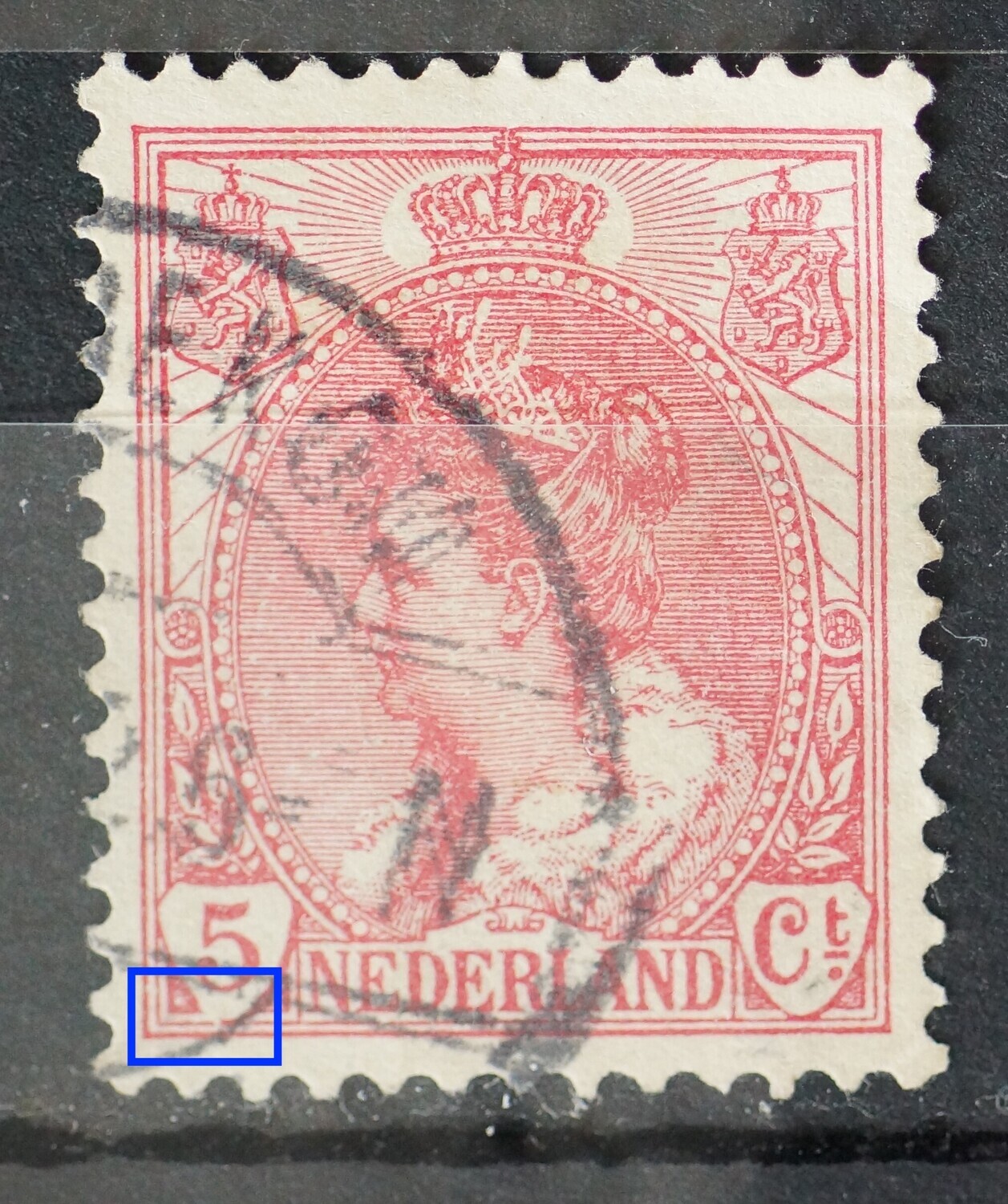 NVPH 60 - breuk in schild rondom de 5