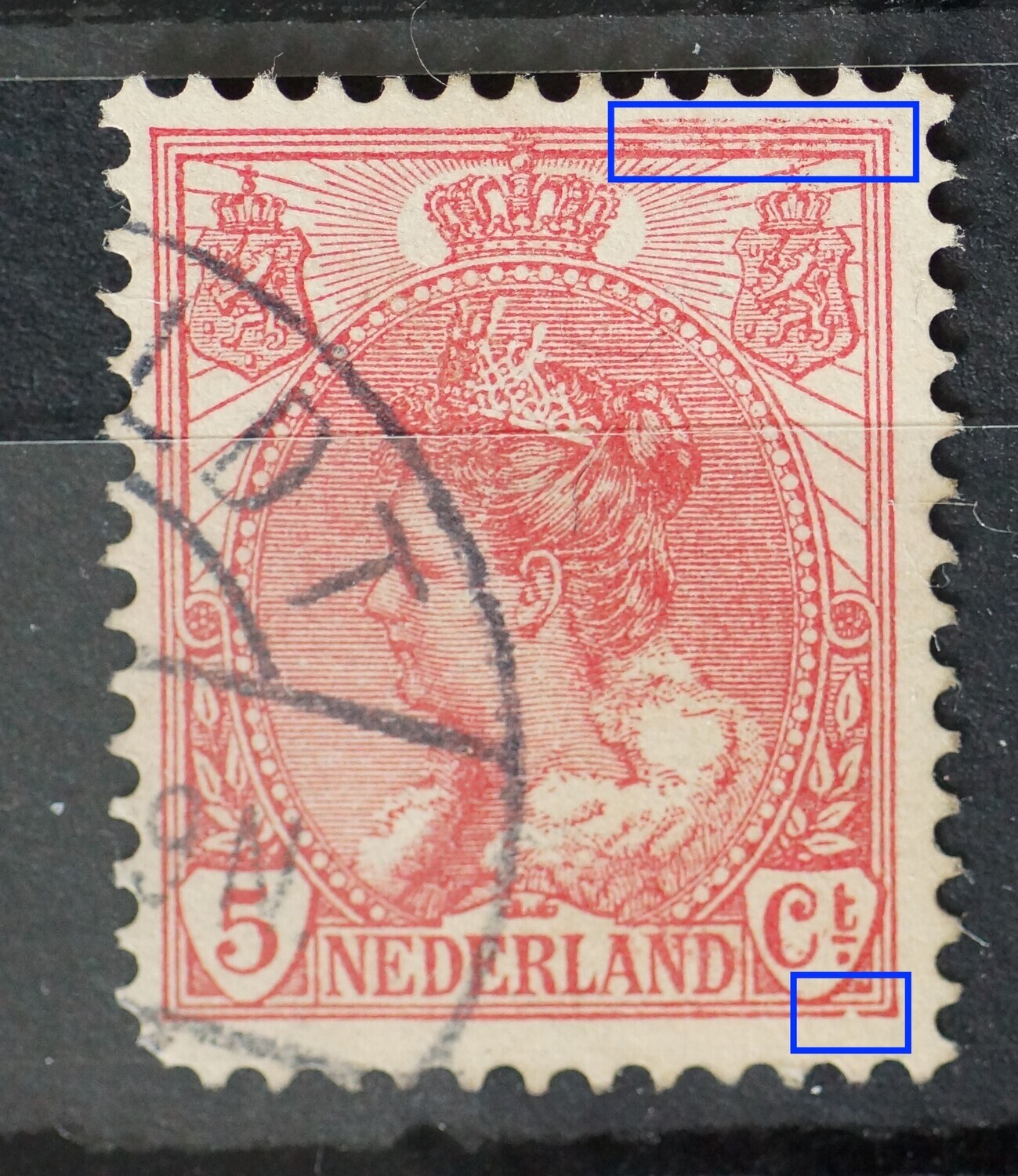 NVPH 60 - o.a. breuk in kaderlijn onder Ct.