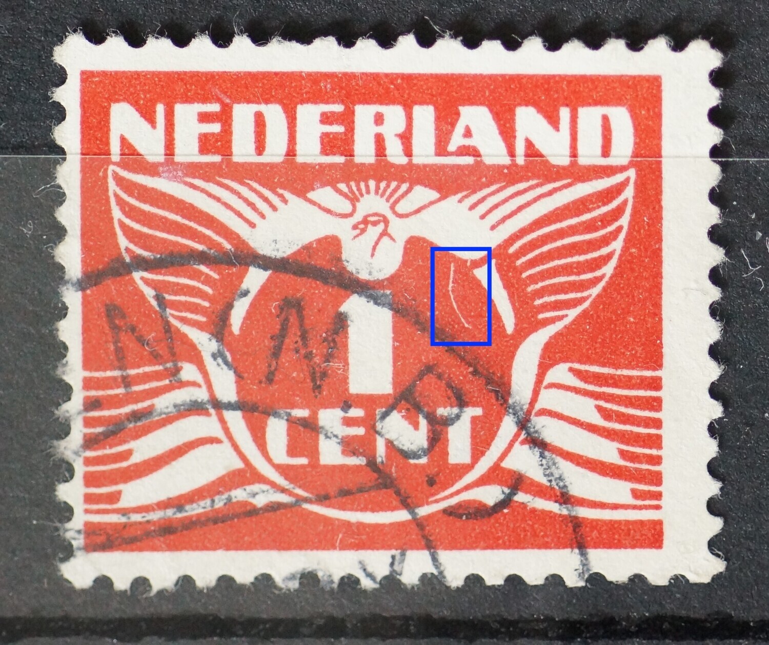 NVPH 170 - witte kras rechts van de 1