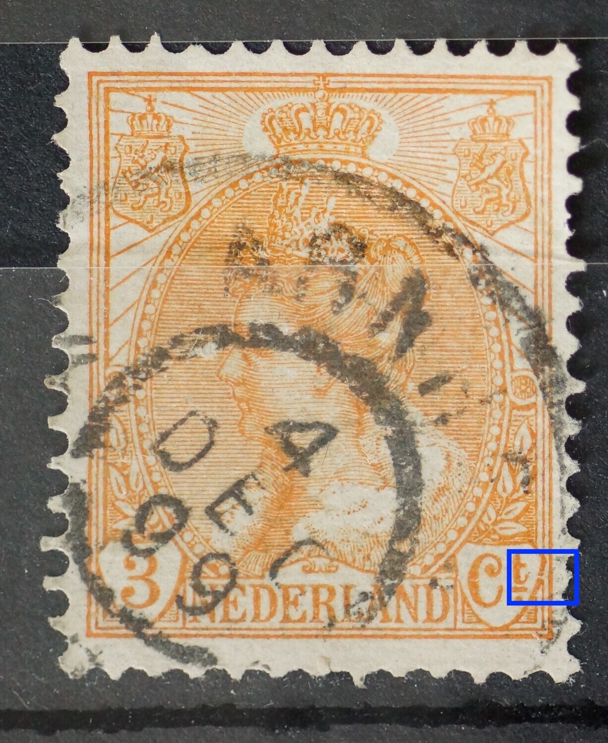 NVPH 56 - breuk in schild rondom Ct. NVPH 56 - breuk in schild rondom Ct.