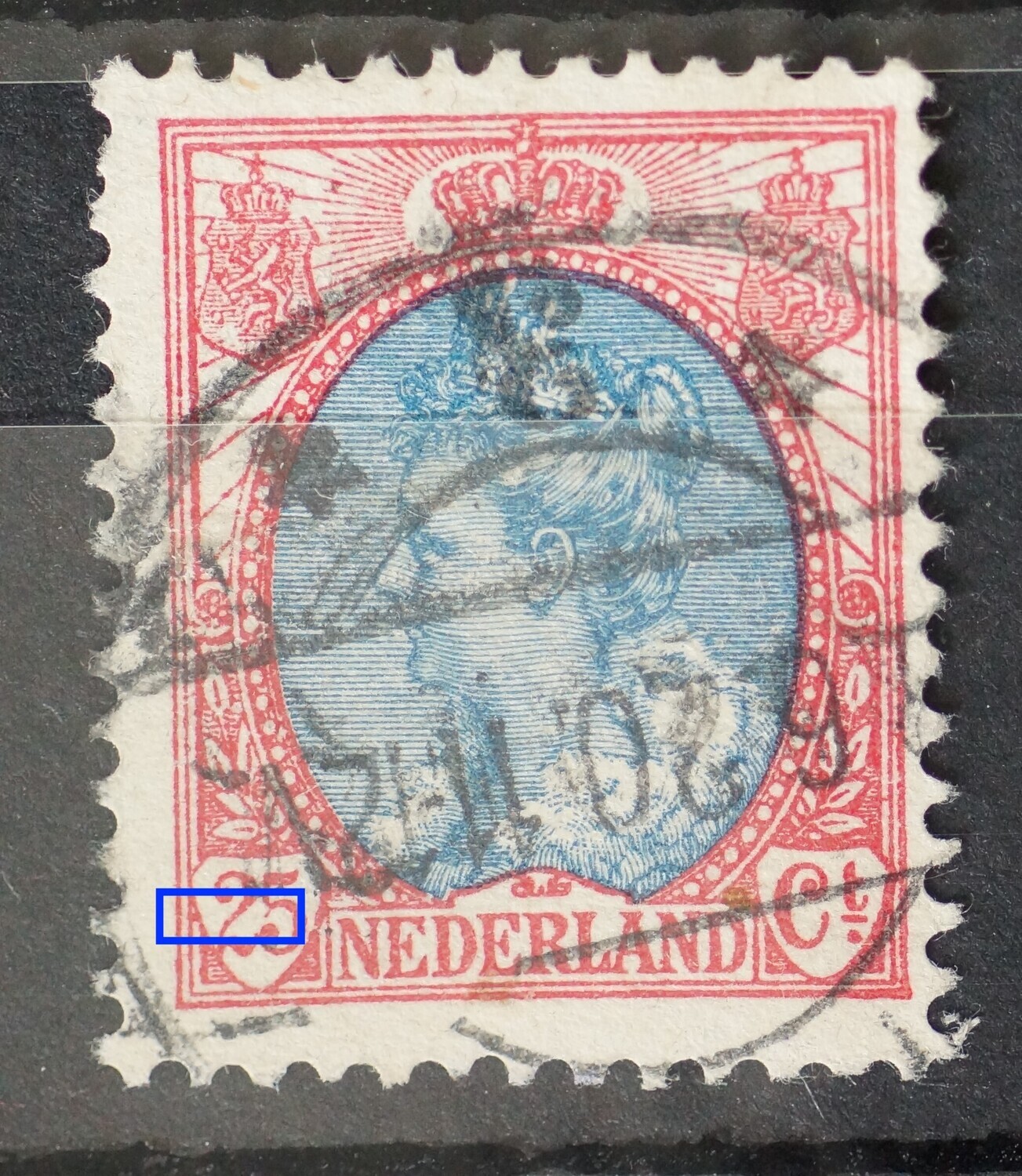 NVPH 71 - rode vlek links van 25en rood streepje aan de 5