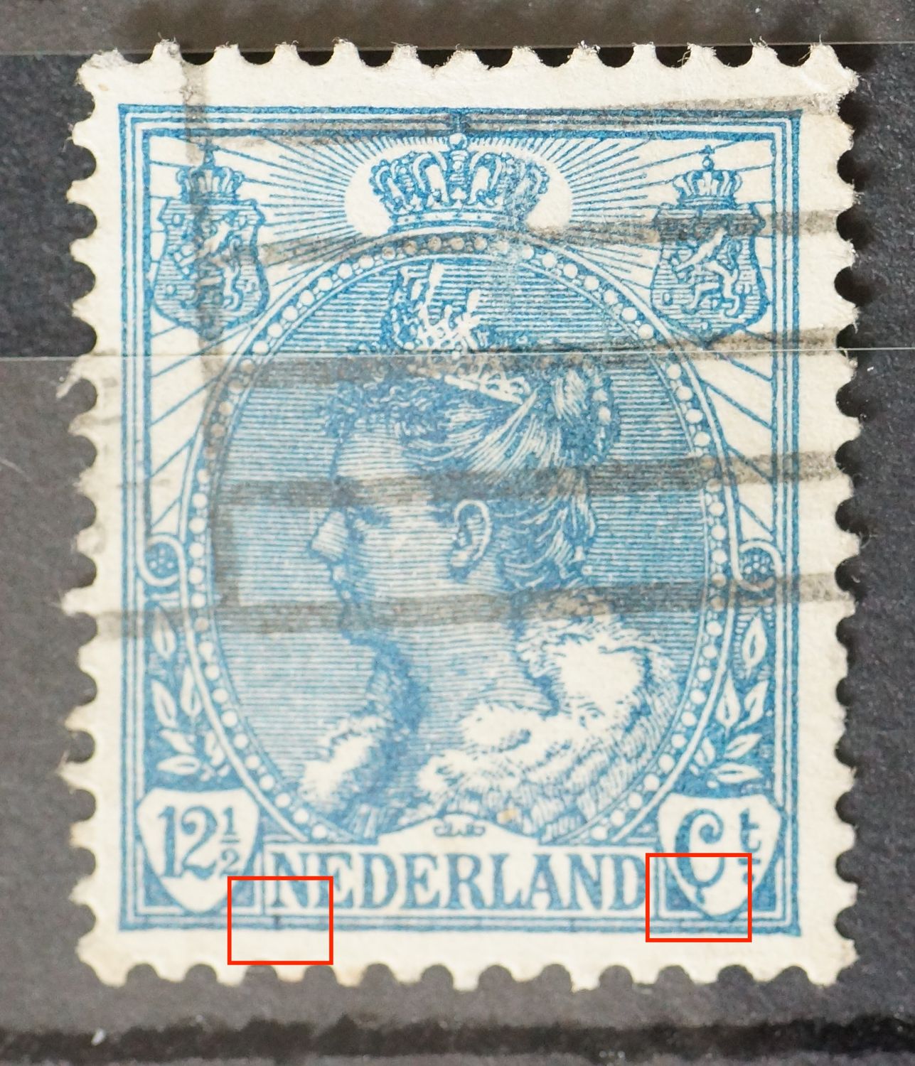 NVPH 63 - blauwe vlek onderaan de C van Ct.
