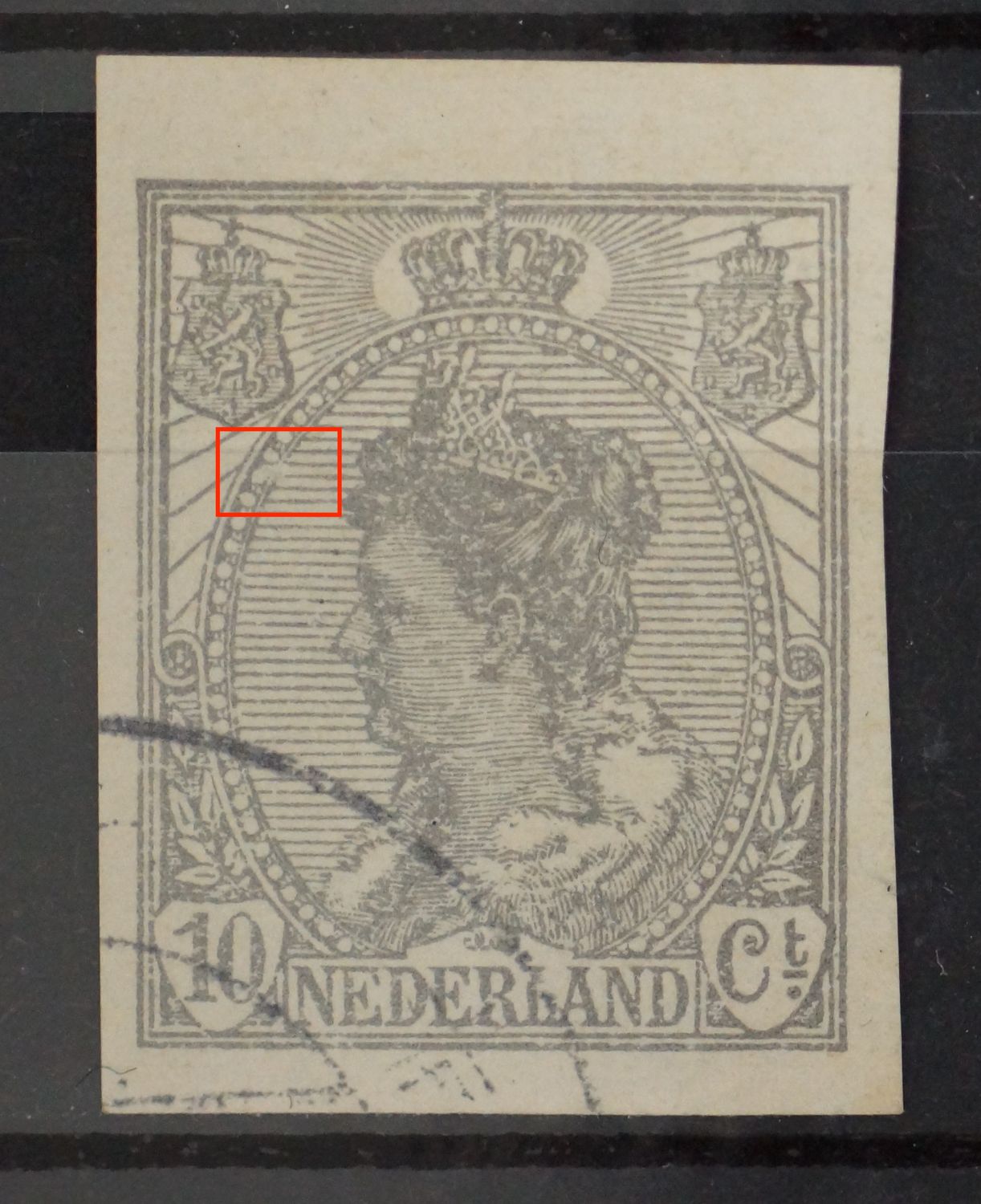NVPH 83 - witte vlek in rand medaillon