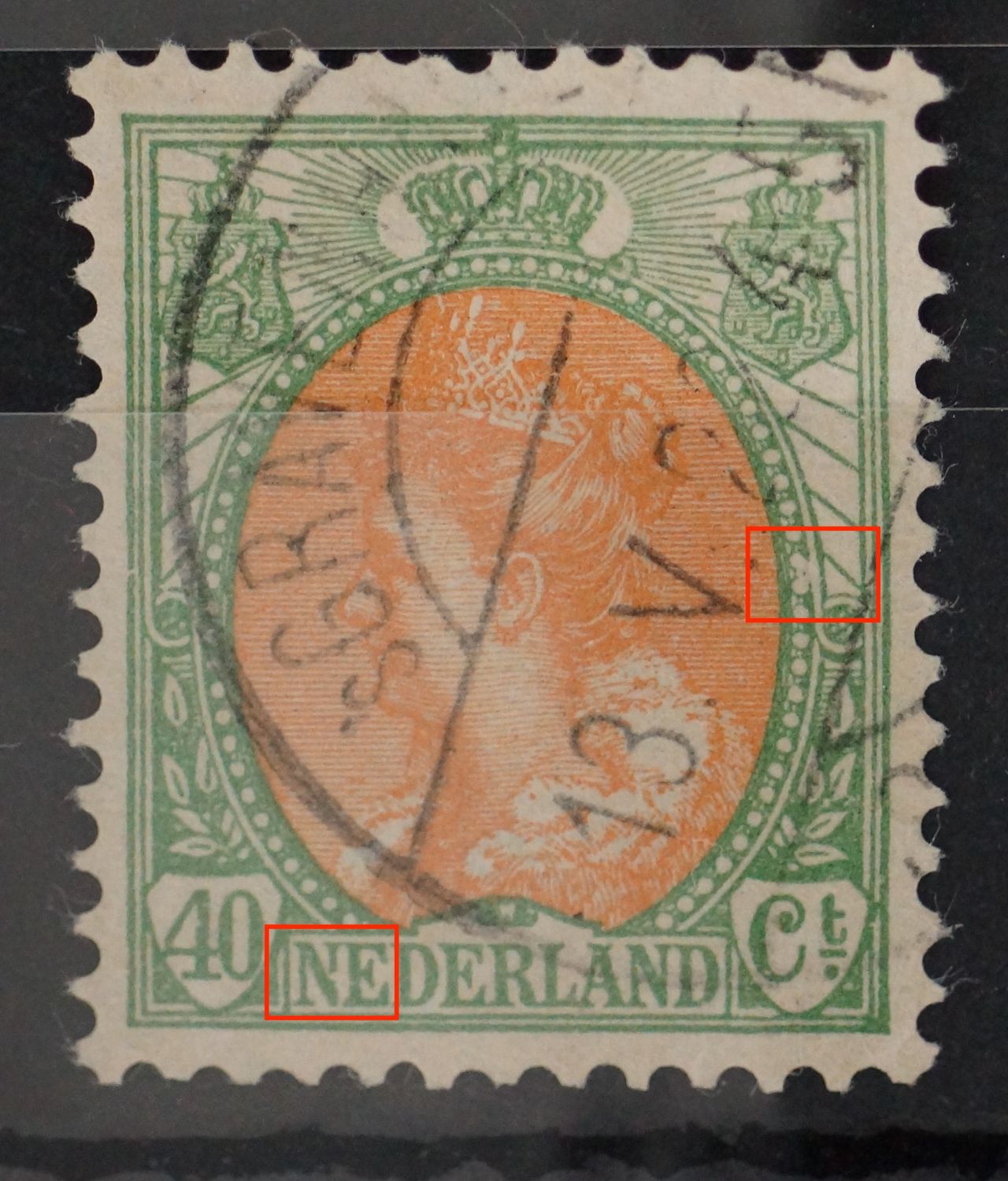 NVPH 73 - o.a. breuk in de eerste N van NEDERLAND