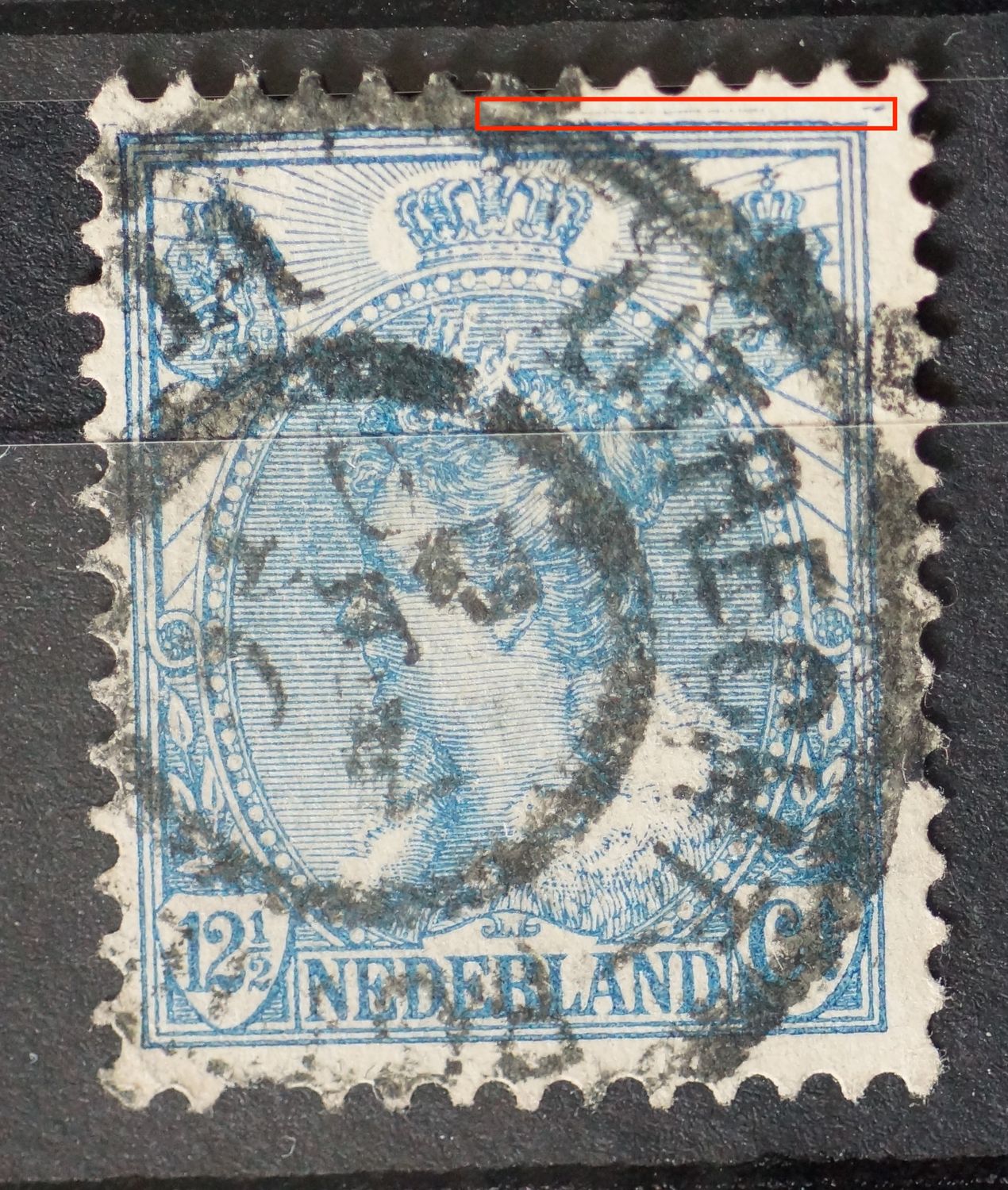 NVPH 63 - extra blauwe lijn boven het zegelbeeld