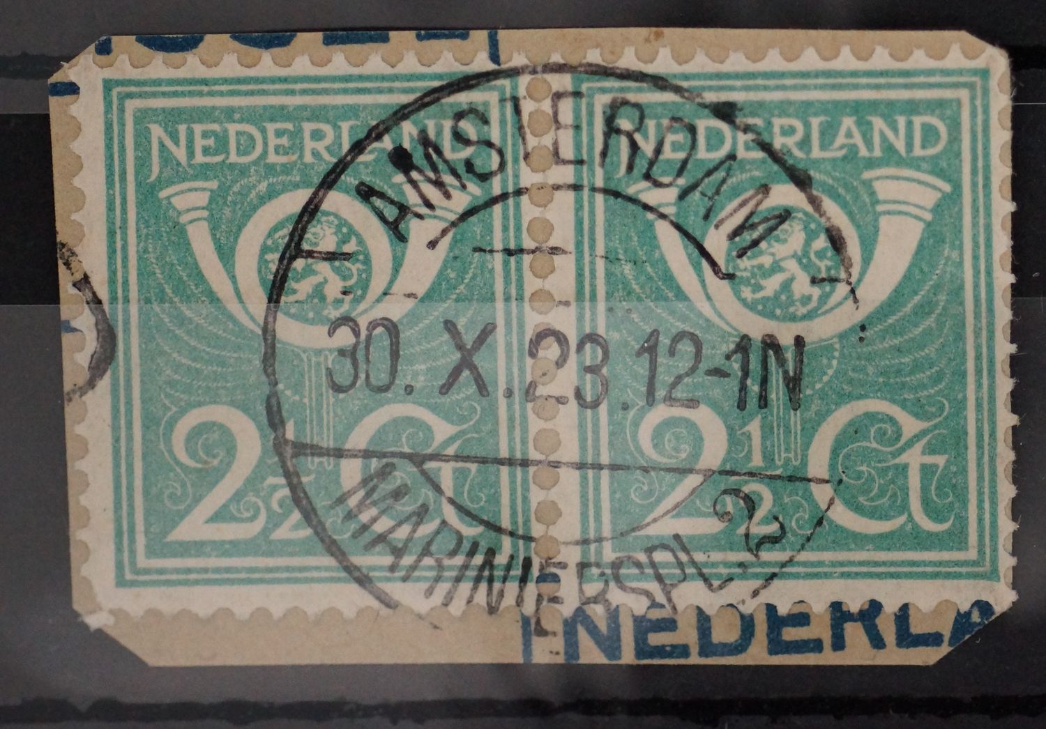 Amsterdam Marinierspl. 2 op NVPH 112 (paar) - vrij zeldzaam