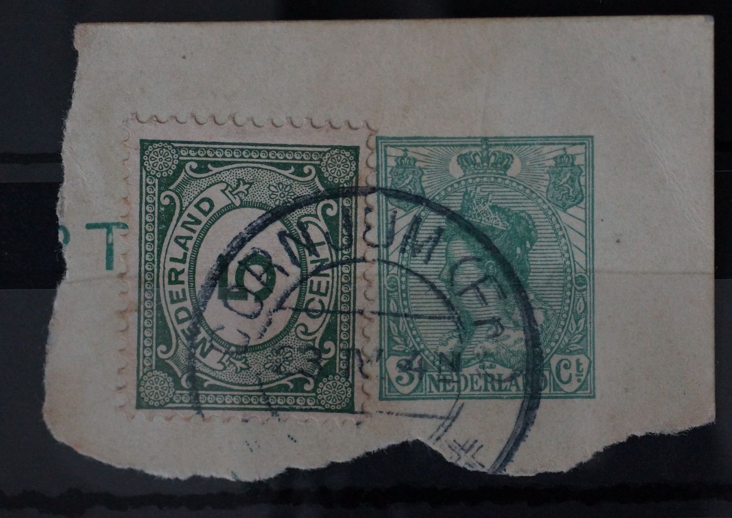 Cornjum (Fr.) 1 op NVPH 107 en fragment briefkaart