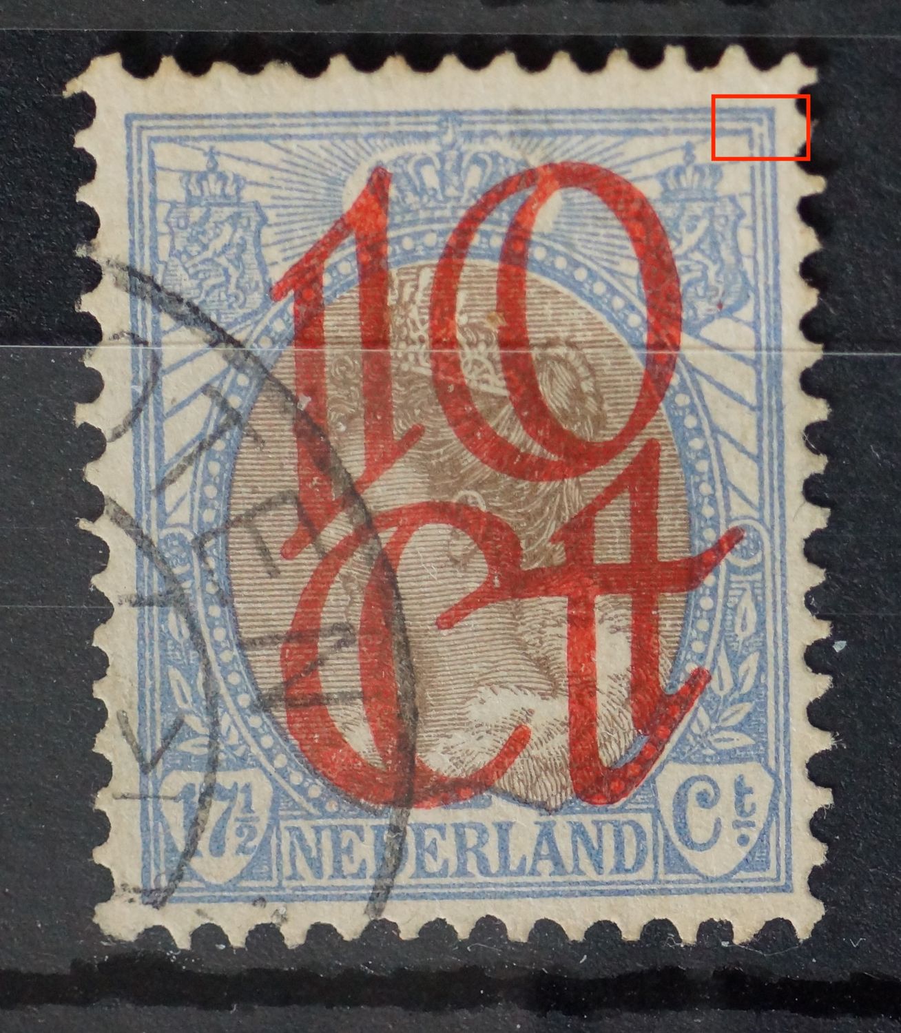 NVPH 119 - breuk in kaderlijn rechts, helemaal bovenin