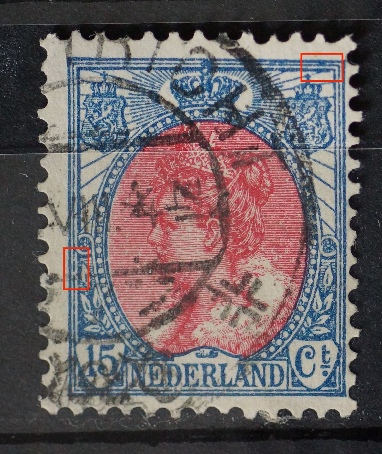 NVPH 65 - o.a. breukjes in kaderlijn links