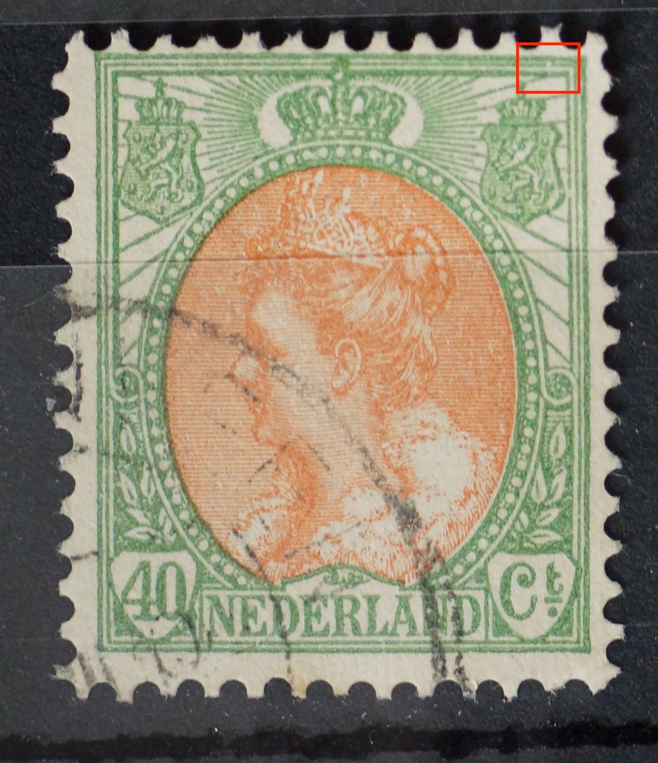 NVPH 73 - breuk in kaderlijnboven, rechts