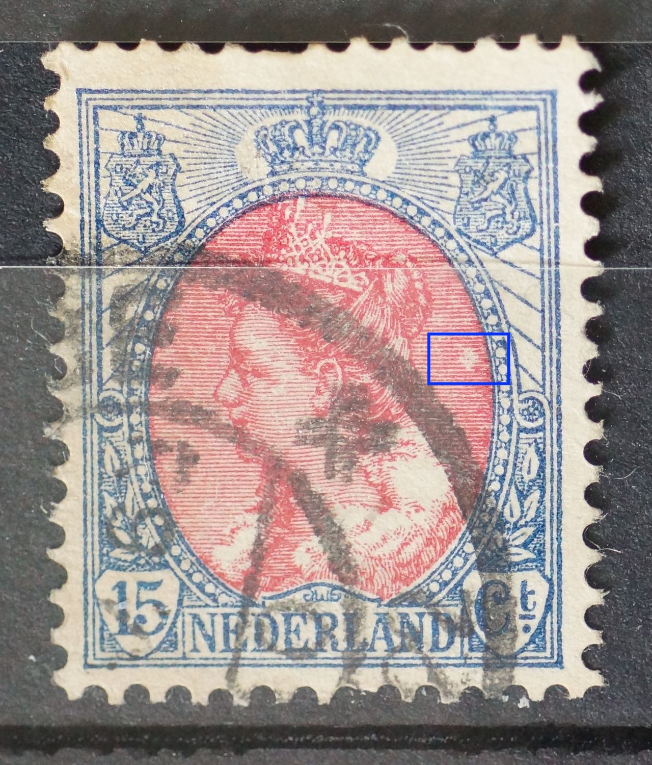 NVPH 65 - witte vlek in arcering rechts