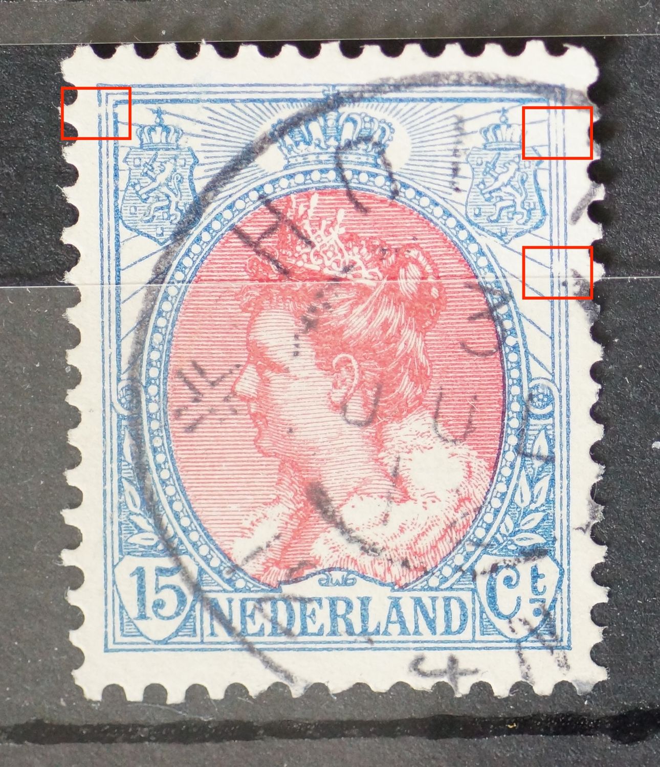 NVPH 65 - breuken in kaderlijn rechts