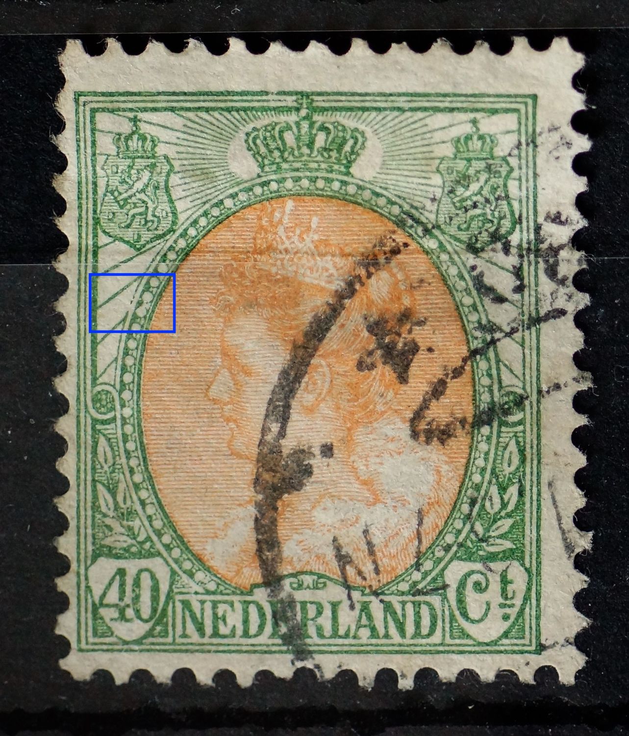 NVPH 73 - breuk in rand medaillon links