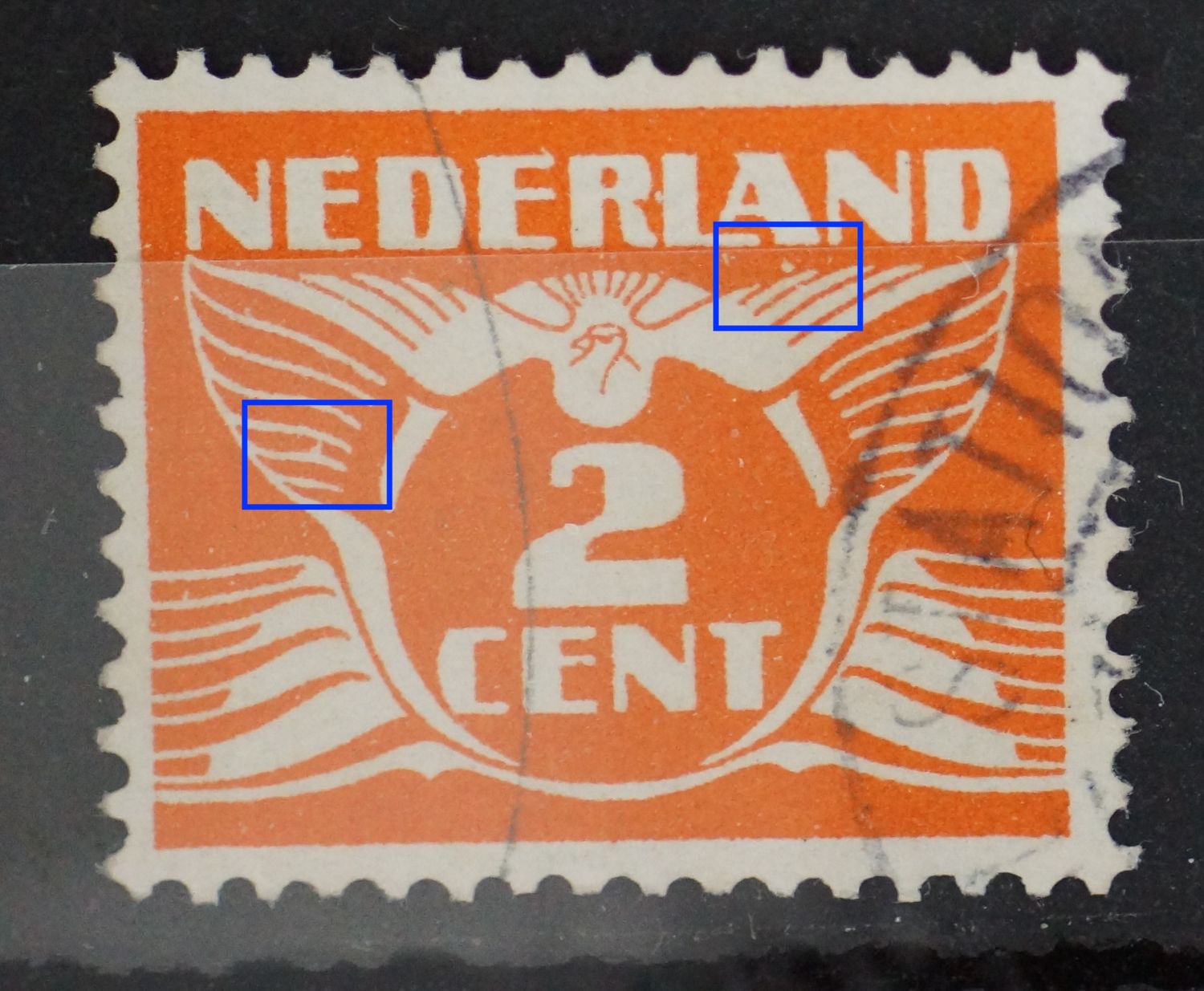 NVPH 173 - o.a. witte punt onder de A van NEDERLAND