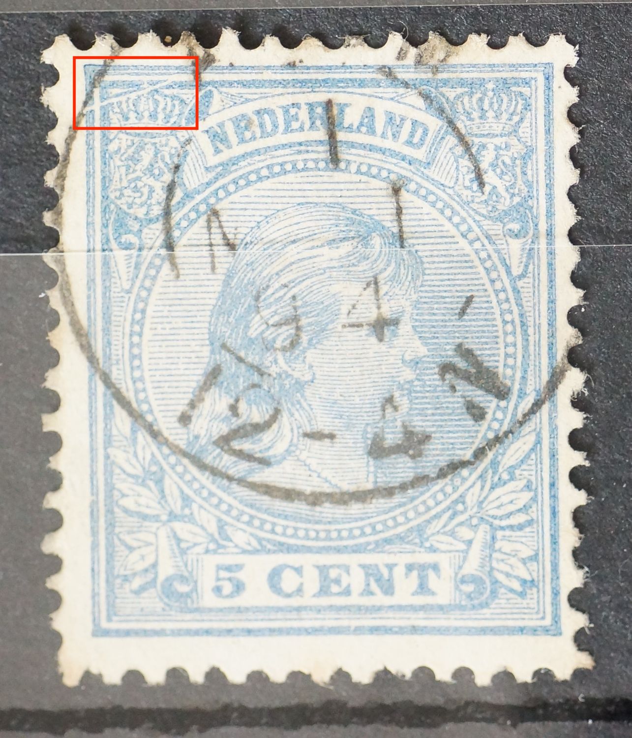 NVPH 35 - grote witte streep linksboven NVPH 35 - grote witte streep linksboven